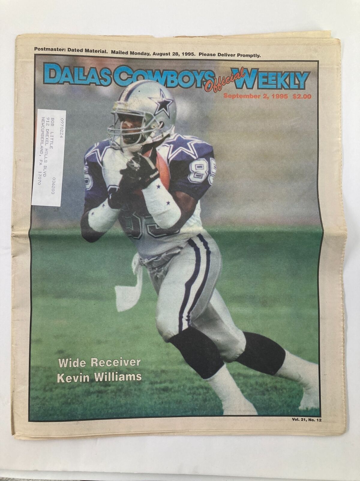 Dallas Cowboys Weekly Newspaper September 2 1995 Vol 21 #12 Kevin Williams