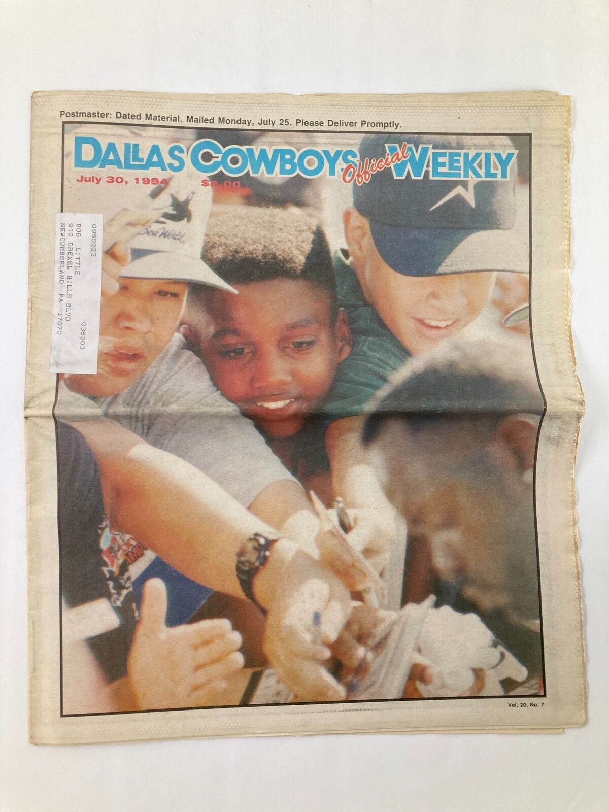 Dallas Cowboys Weekly Newspaper July 30 1994 Vol 20 #7 Training Camp Opens