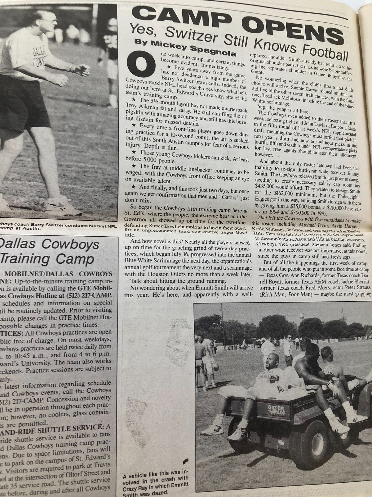 Dallas Cowboys Weekly Newspaper July 30 1994 Vol 20 #7 Training Camp Opens