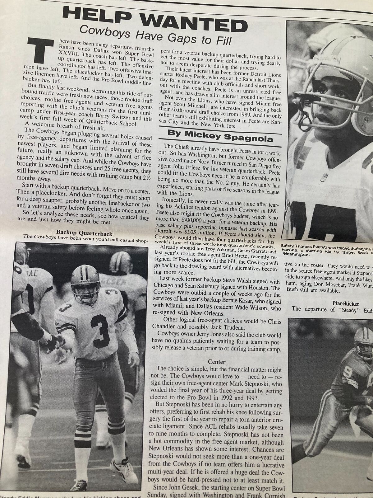 Dallas Cowboys Weekly Newspaper May 1994 Vol 20 #4 Shante Carver #1 Pick