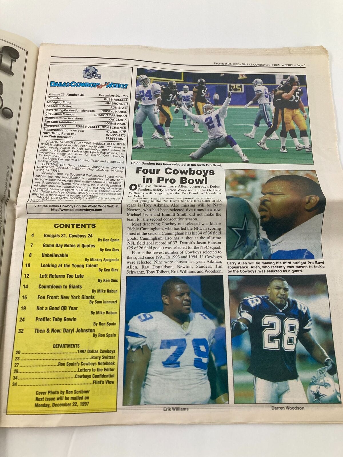 Dallas Cowboys Weekly Newspaper December 20 1997 Vol 23 #28 Emmitt Smith