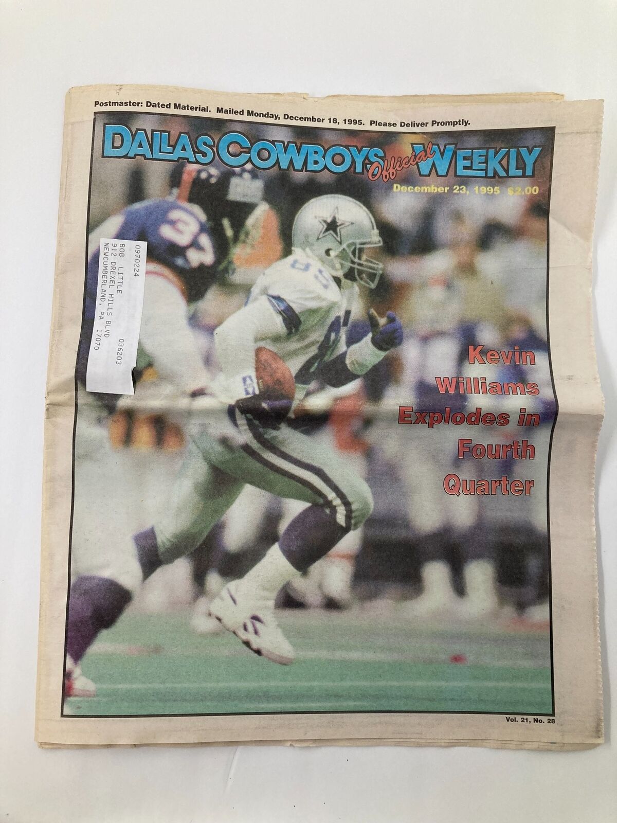 Dallas Cowboys Weekly Newspaper December 23 1995 Vol 21 #28 Kevin Williams