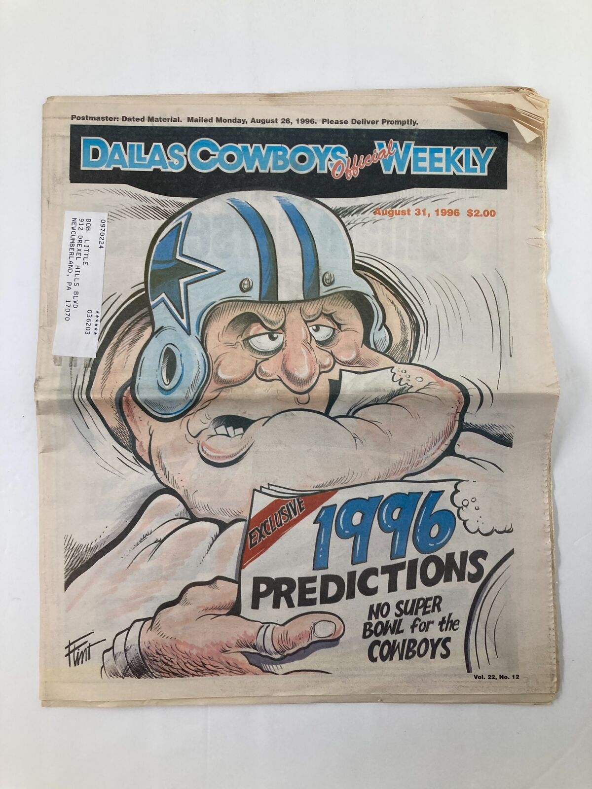 Dallas Cowboys Weekly Newspaper August 31 1996 Vol 22 #12 Kevin Williams