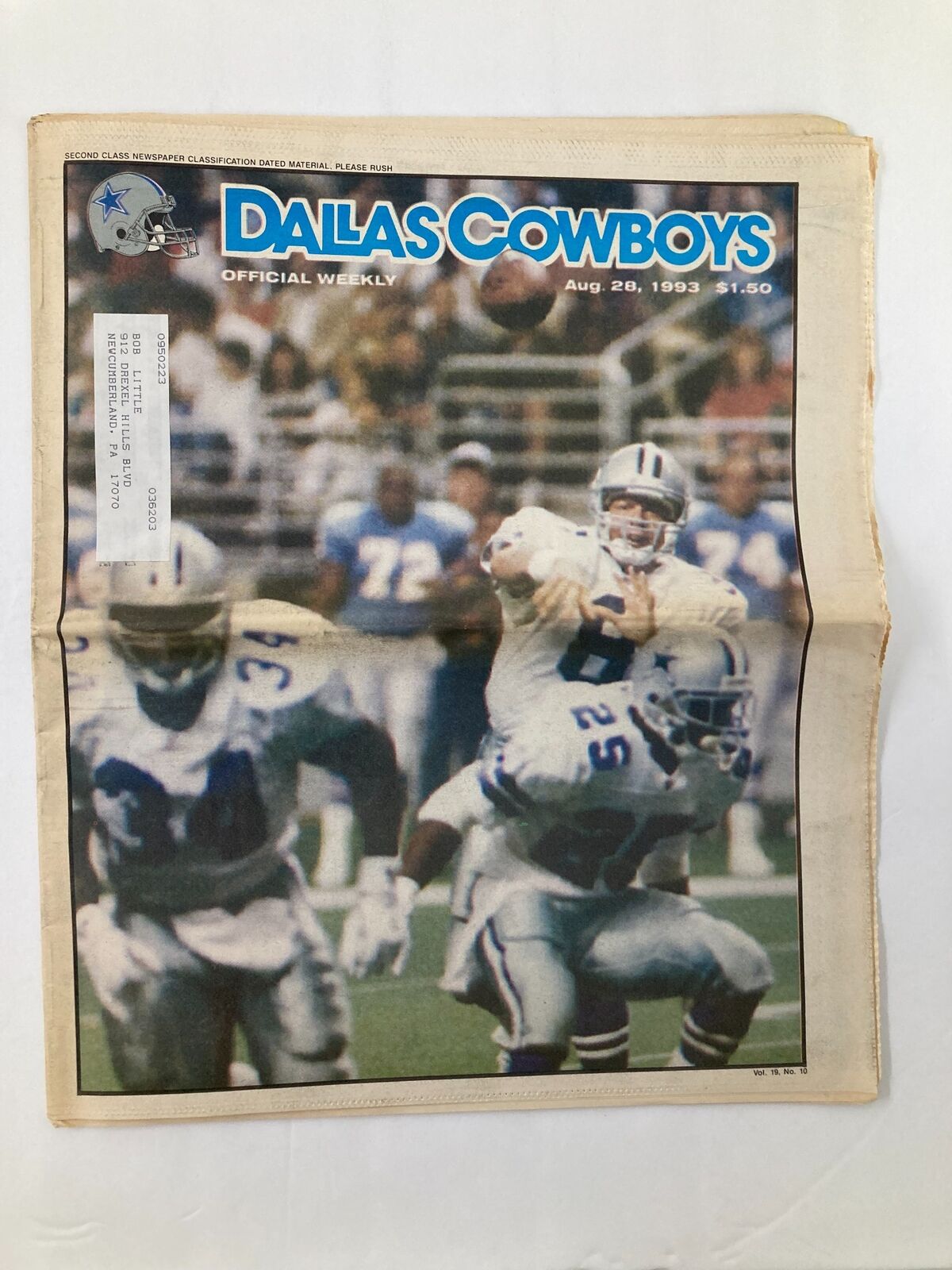 Dallas Cowboys Weekly Newspaper August 28 1993 Vol 19 #10 Kevin Williams