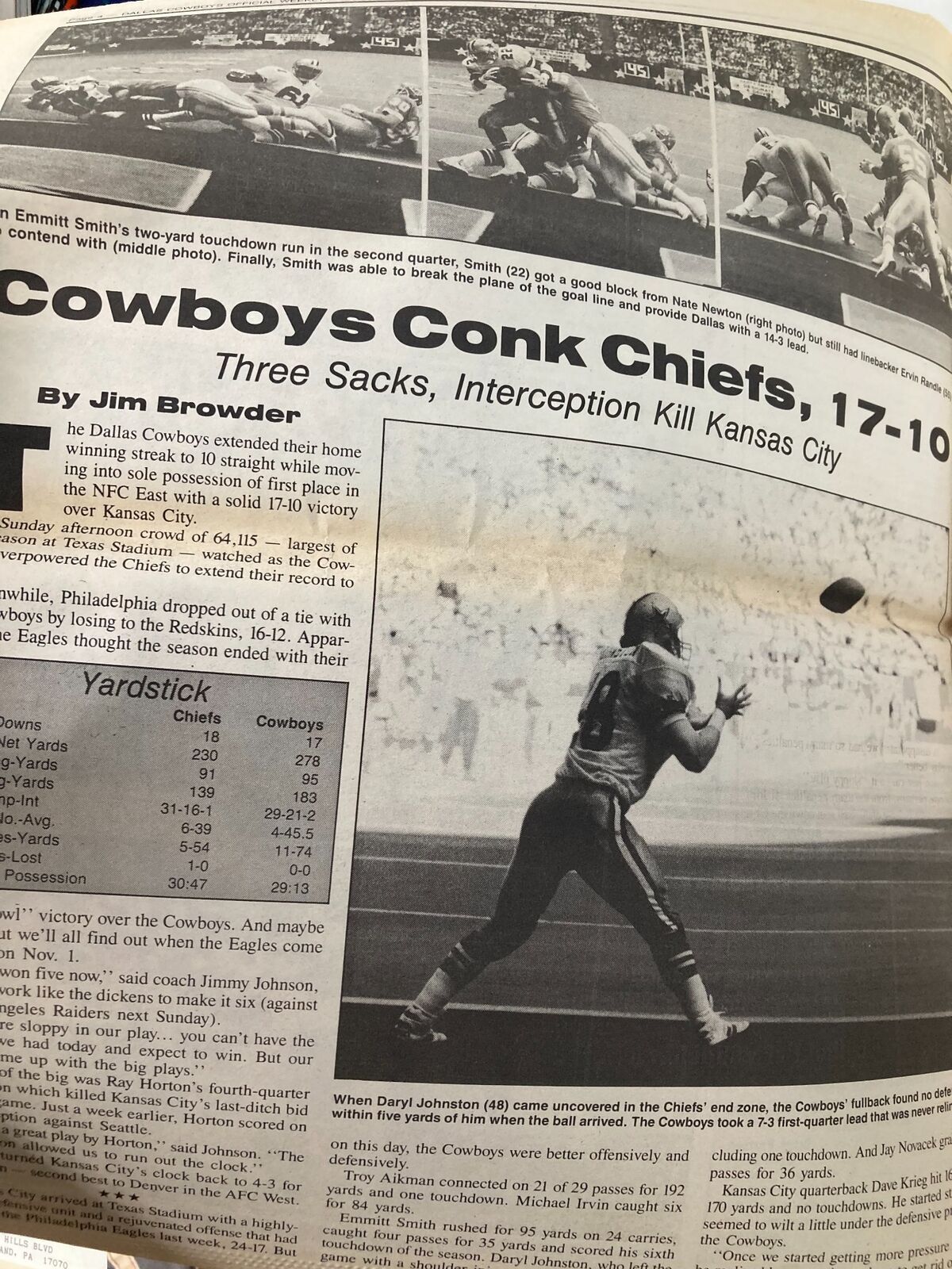 Dallas Cowboys Weekly Newspaper October 24 1992 Vol 18 #19 Russell Maryland