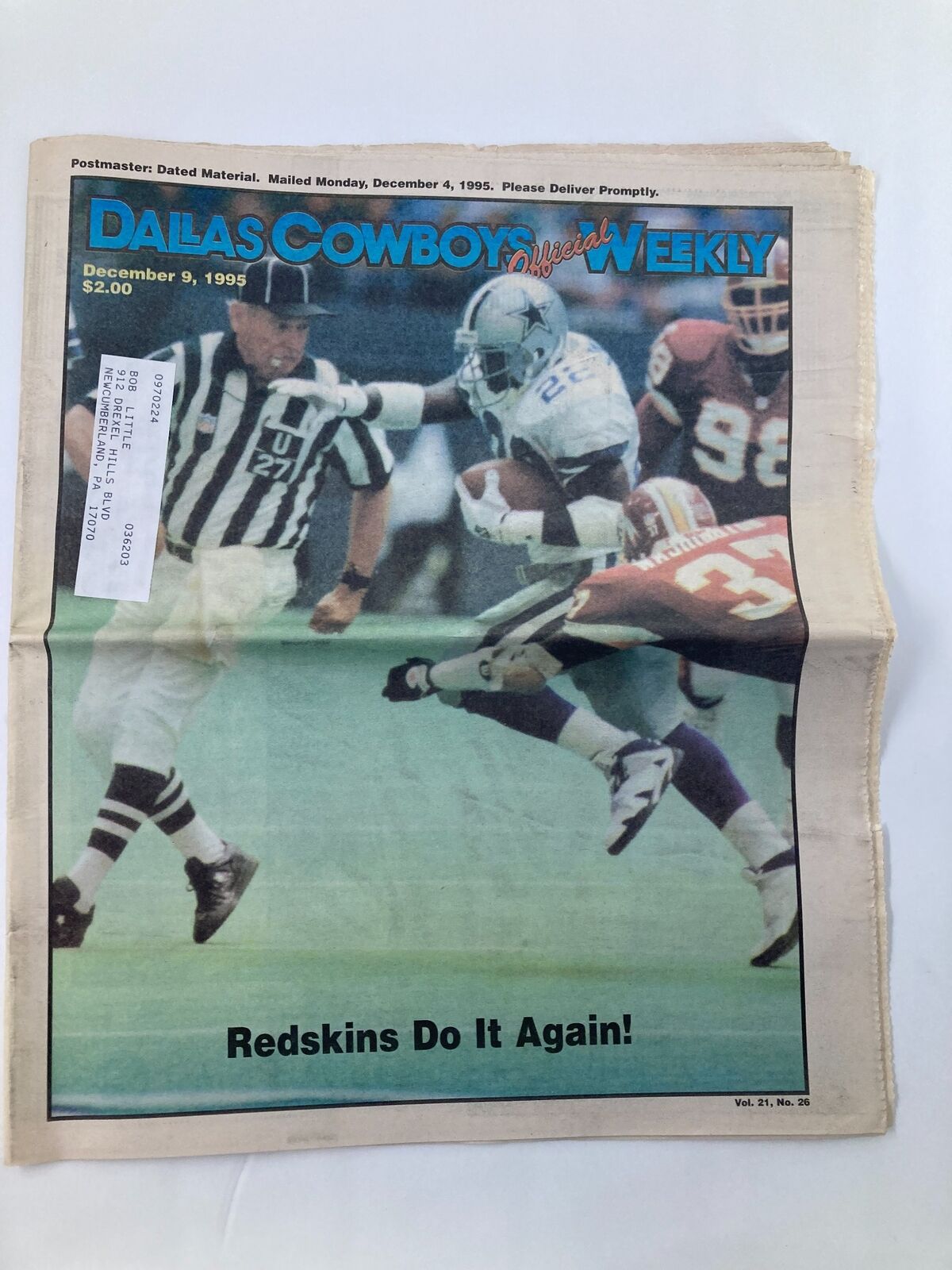 Dallas Cowboys Weekly Newspaper December 9 1995 Vol 21 #26 Emmith Smith