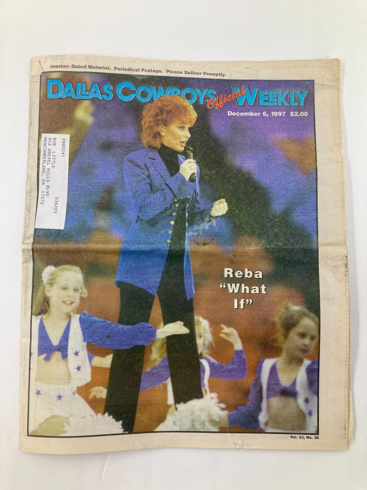 Dallas Cowboys Weekly Newspaper December 6 1997 Vol 23 #26 Reba McEntire