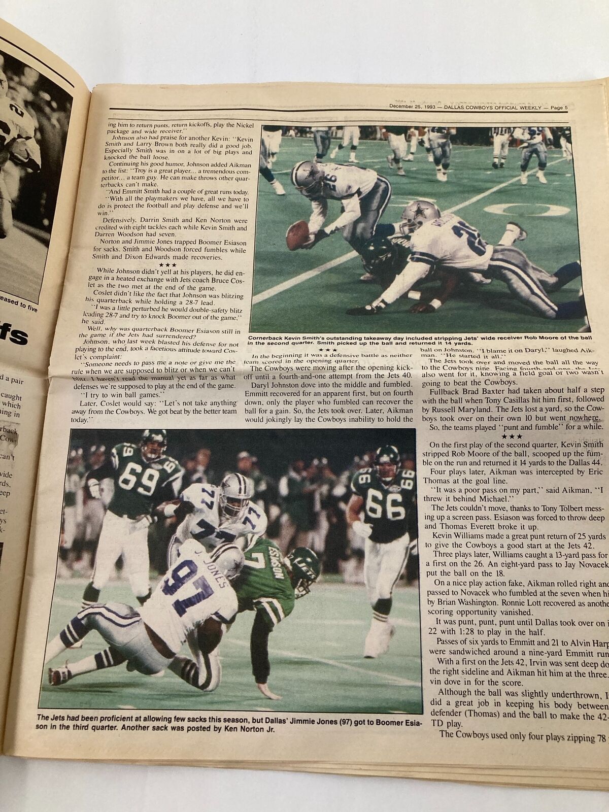 Dallas Cowboys Weekly Newspaper December 25 1993 Vol 19 #27 Michael Irvin