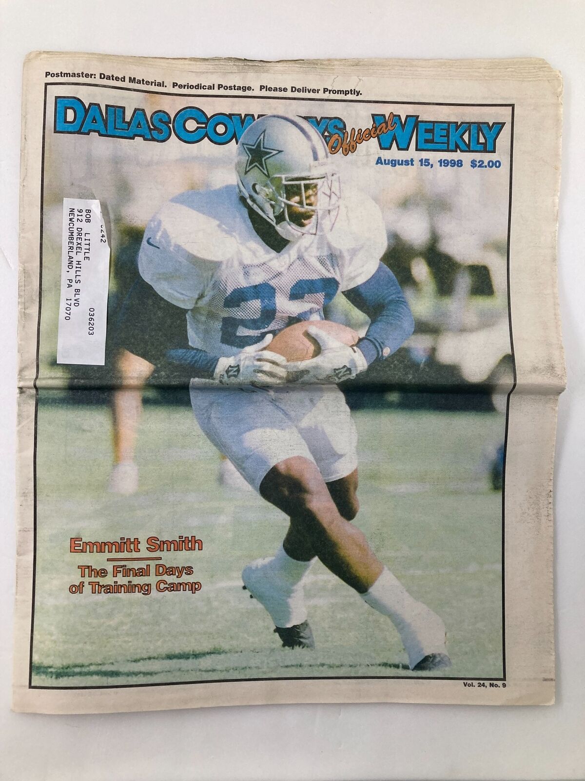 Dallas Cowboys Weekly Newspaper August 15 1998 Vol 24 #9 Emmitt Smith