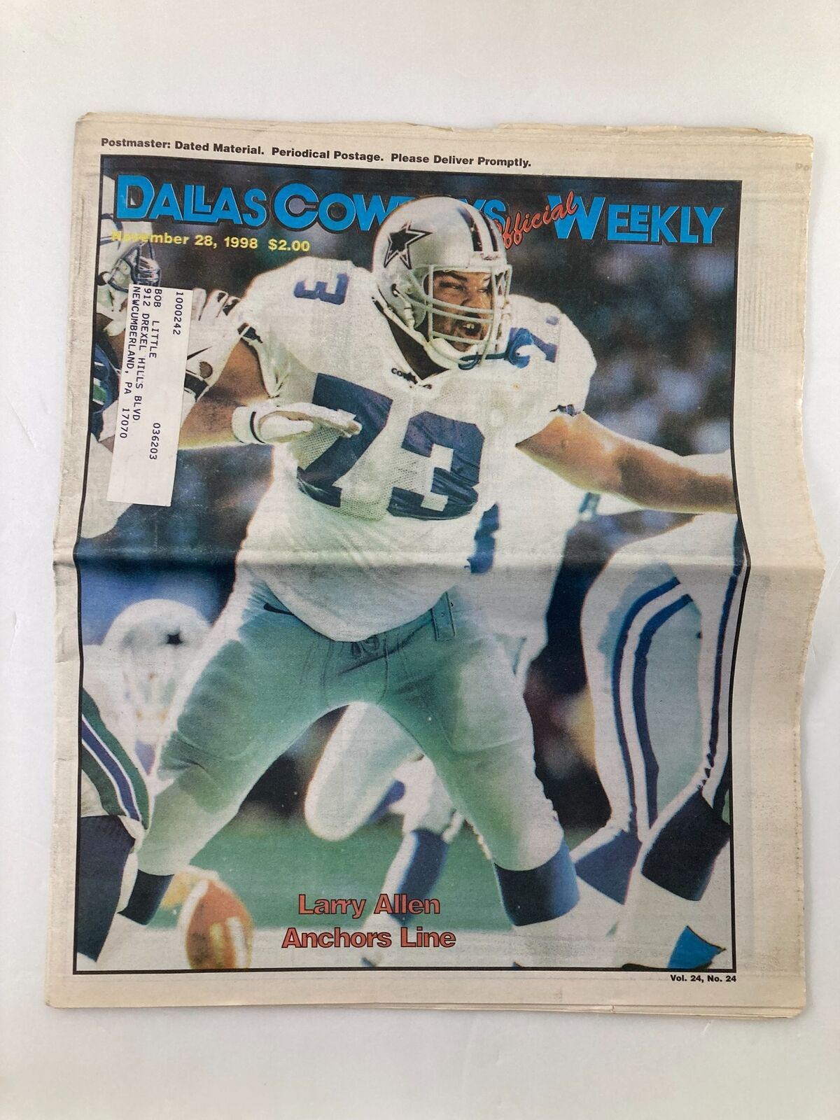 Dallas Cowboys Weekly Newspaper November 28 1998 Vol 24 #24 Larry Allen