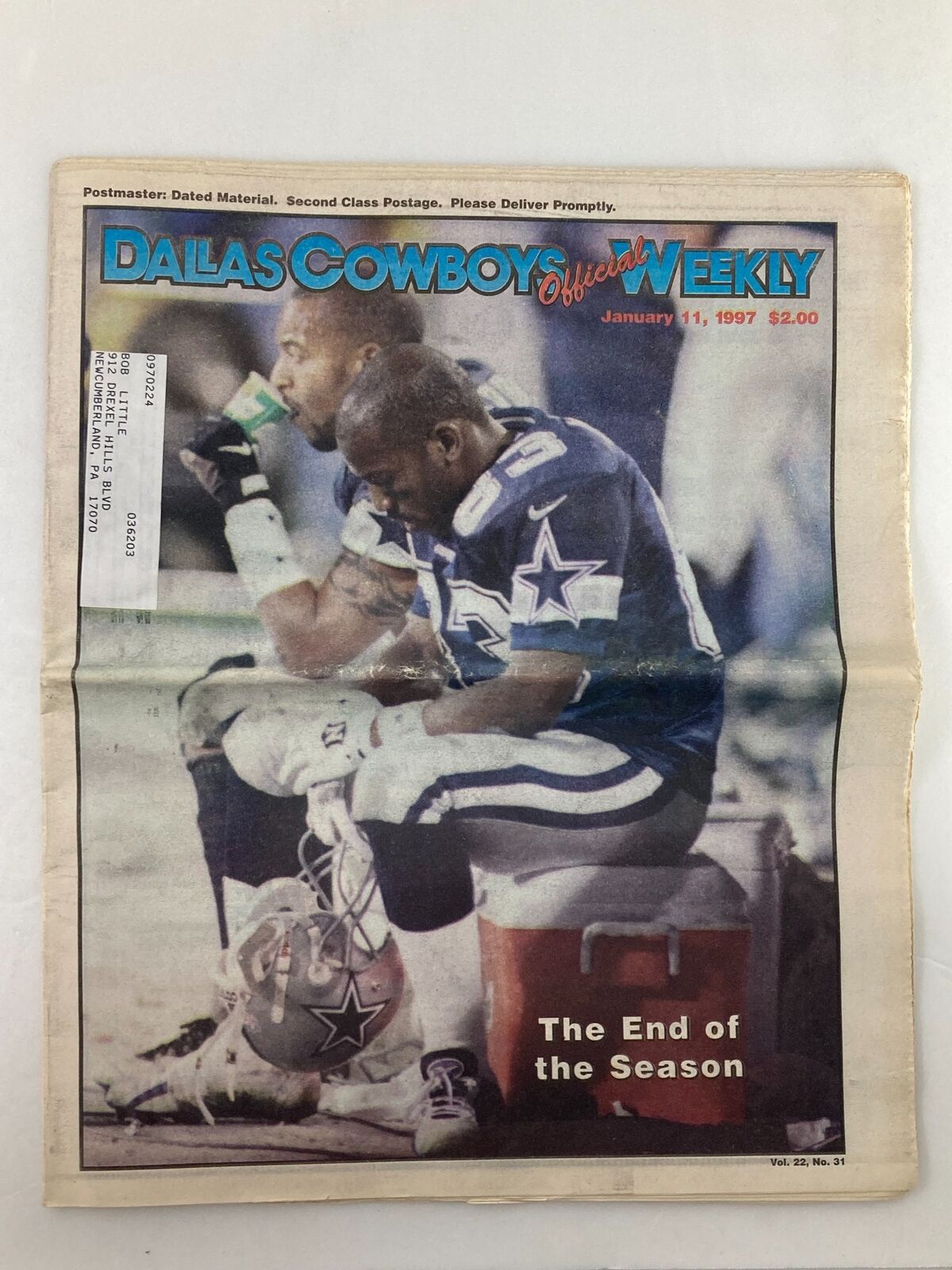 Dallas Cowboys Weekly Newspaper January 11 1997 Vol 22 #30 Anthony Miller