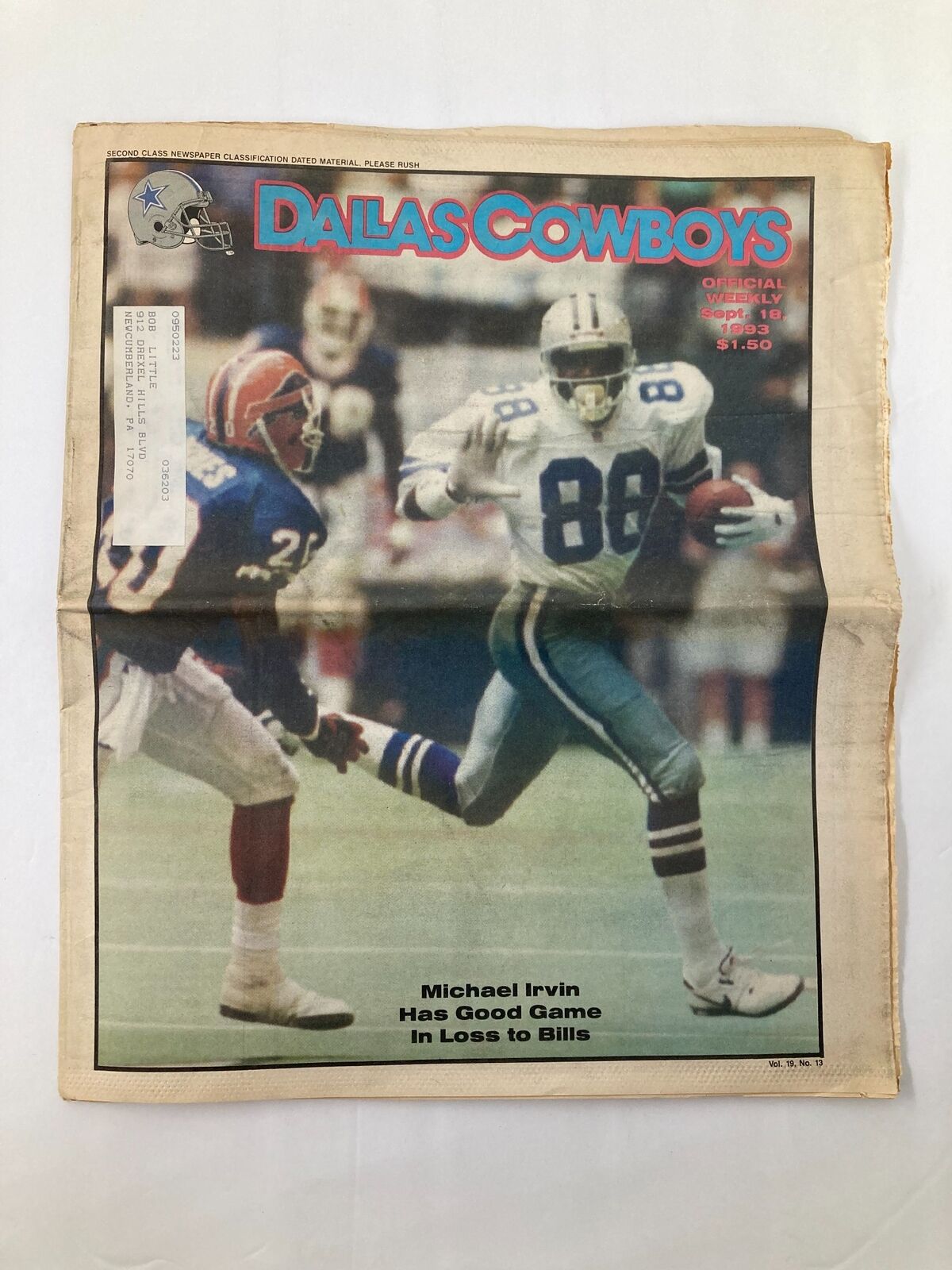 Dallas Cowboys Weekly Newspaper September 18 1993 Vol 19 #13 Michael Irvin