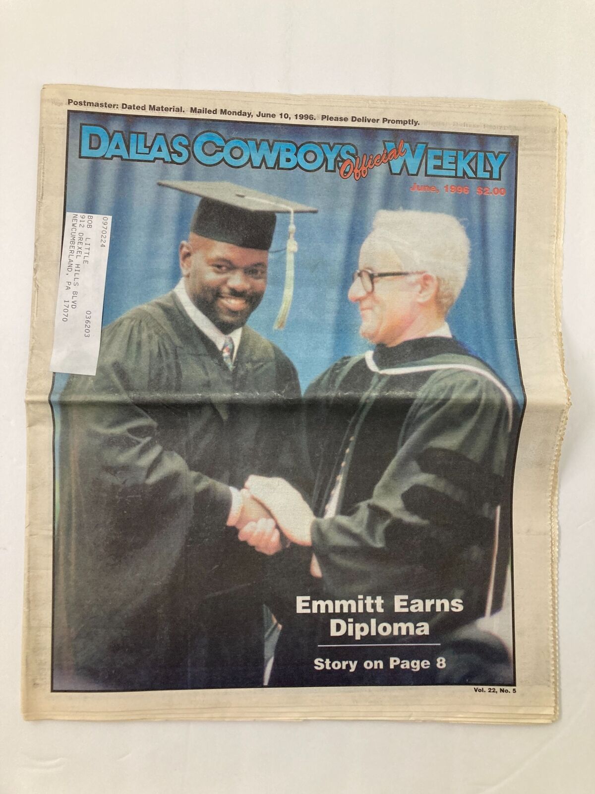 Dallas Cowboys Weekly Newspaper June 1996 Vol 22 #5 Emmitt Smith Earns Diploma