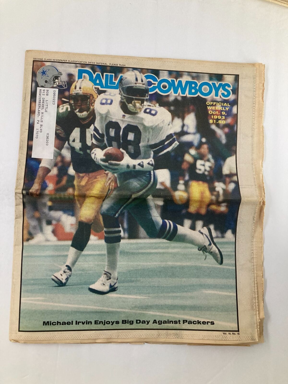 Dallas Cowboys Weekly Newspaper October 9 1993 Vol 19 #16 Michael Irvin Big Day