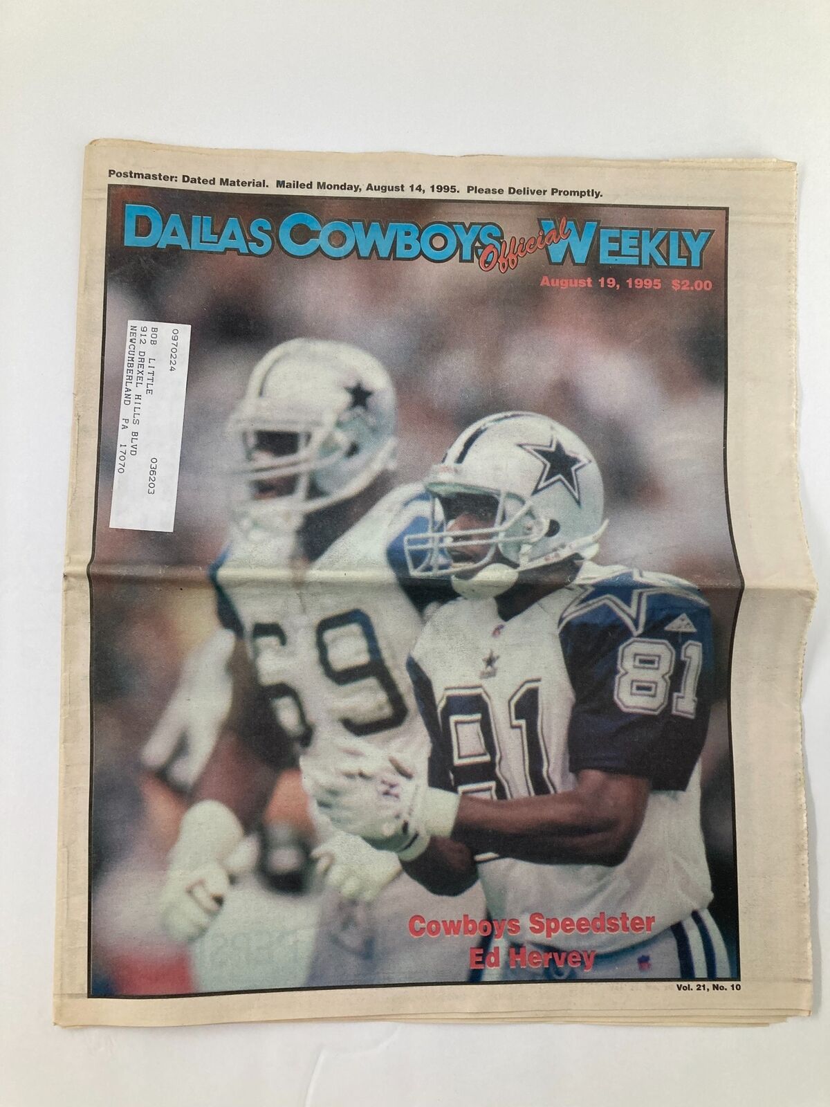 Dallas Cowboys Weekly Newspaper August 19 1995 Vol 21 #10 Speedster Ed Harvey