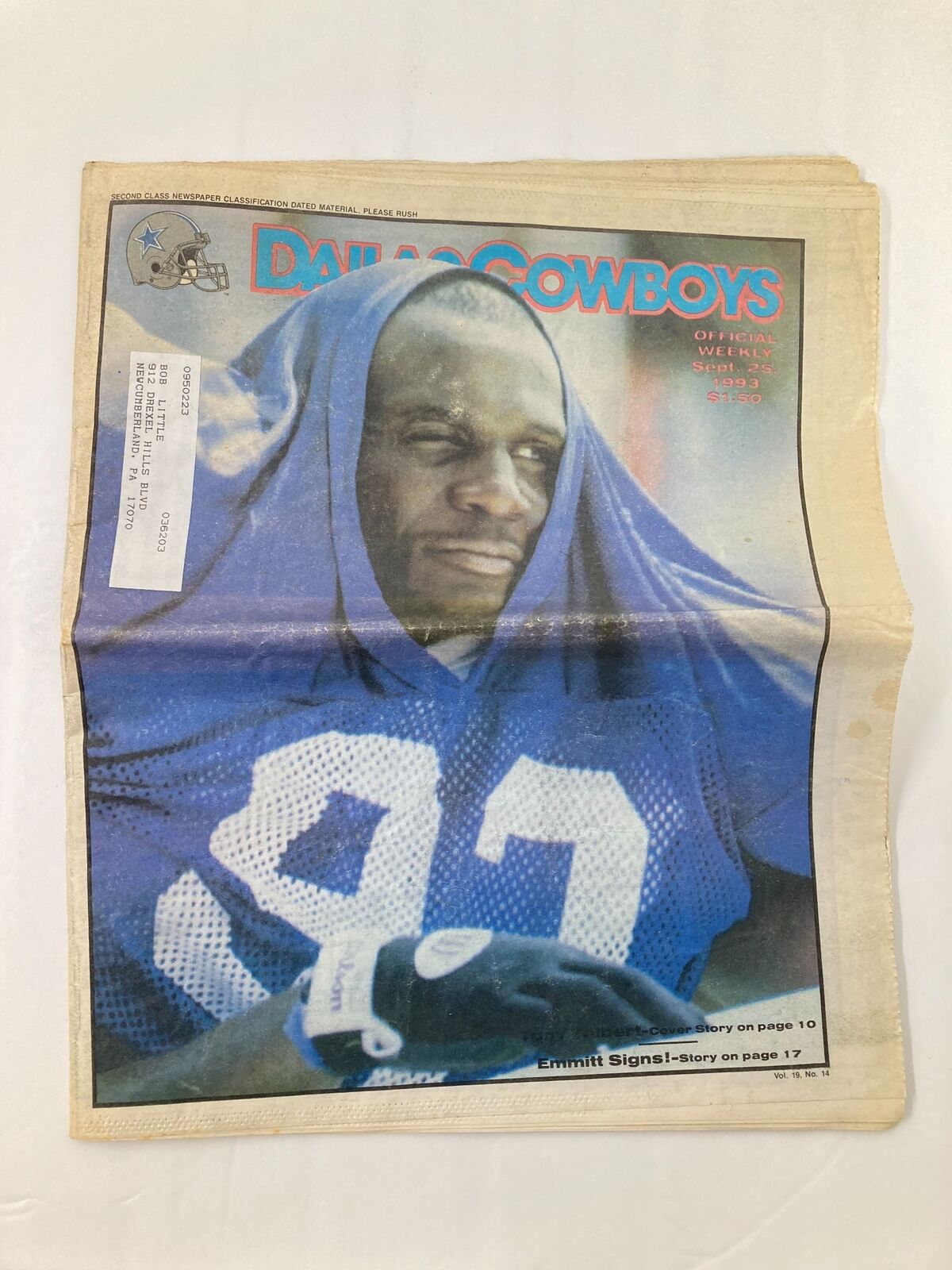 Dallas Cowboys Weekly Newspaper September 25 1993 Vol 19 #14 Tony Talbert