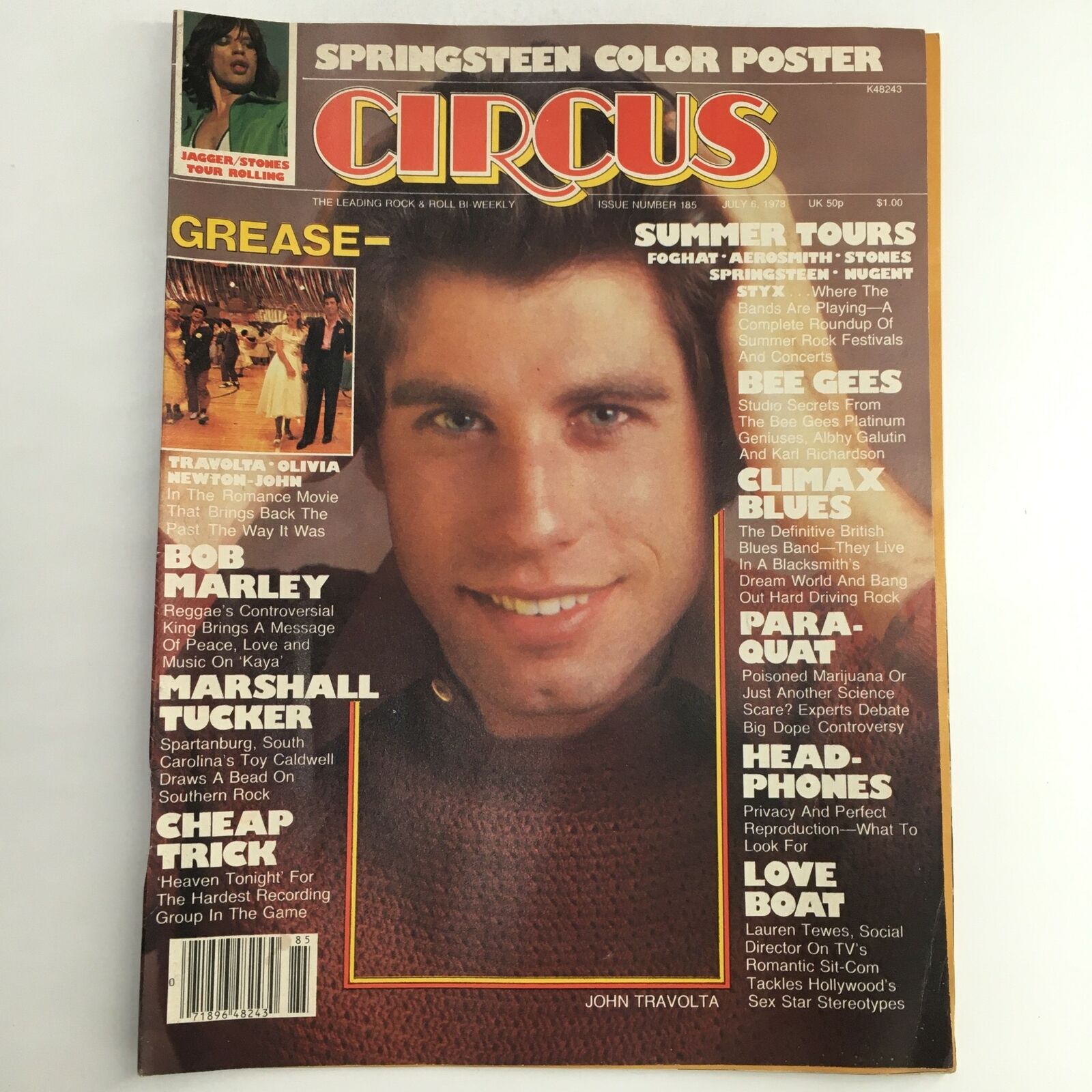 Circus Magazine July 6 1978 John Travolta & Bruce Springsteen Poster, No Label