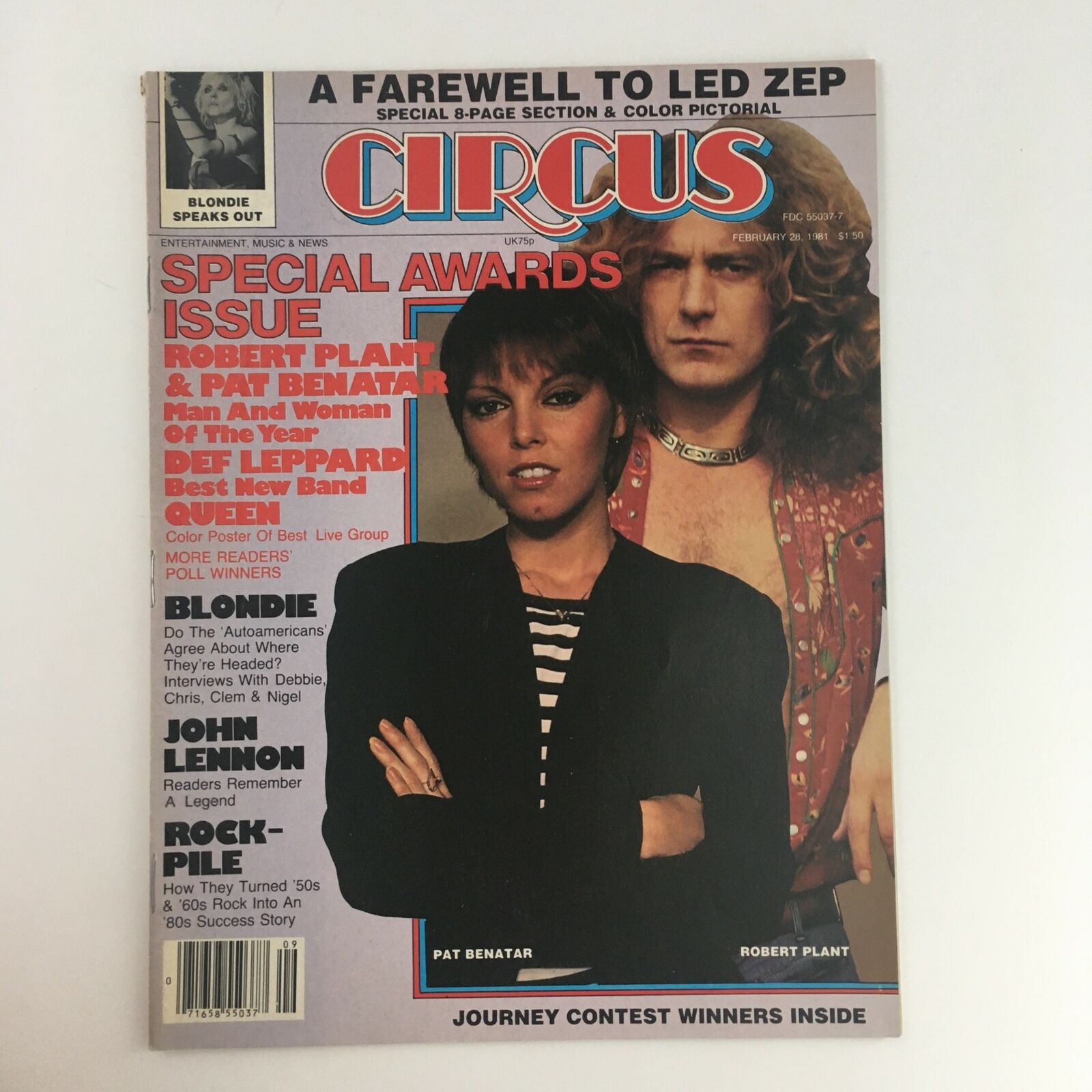 Circus Magazine February 28 1981 Pat Benatar & Robert Plant Feature, No Label VG