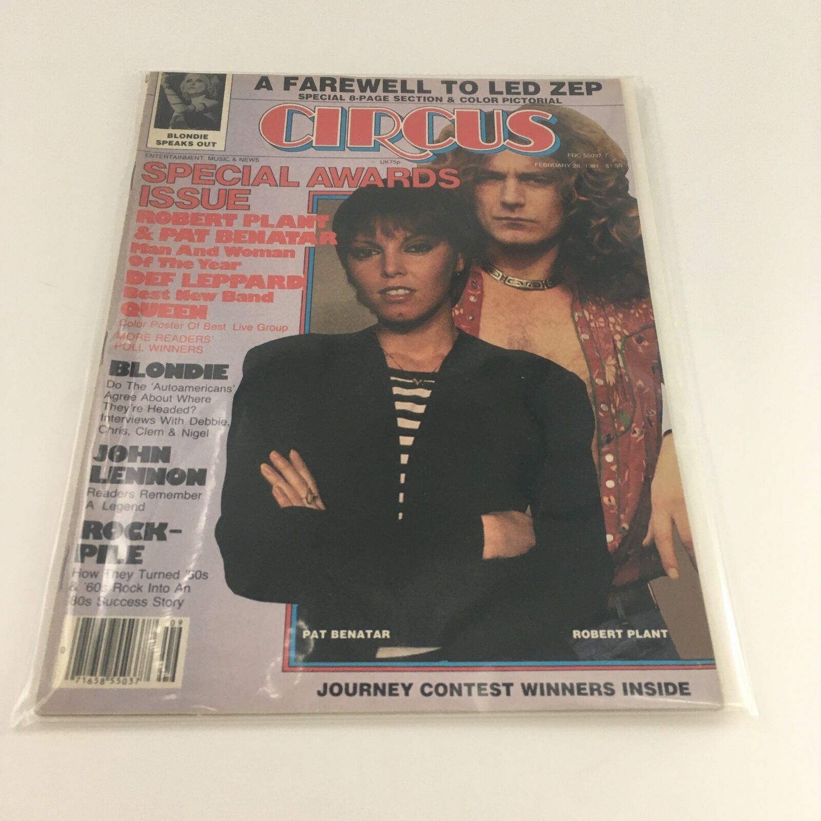 Circus Magazine February 28 1981 Pat Benatar & Robert Plant Feature, No Label VG