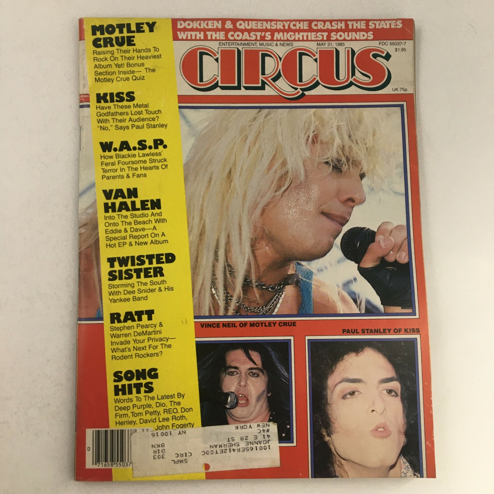 Circus Magazine May 31 1985 Vince Neil, Paul Stanley & David Lee Roth w Poster