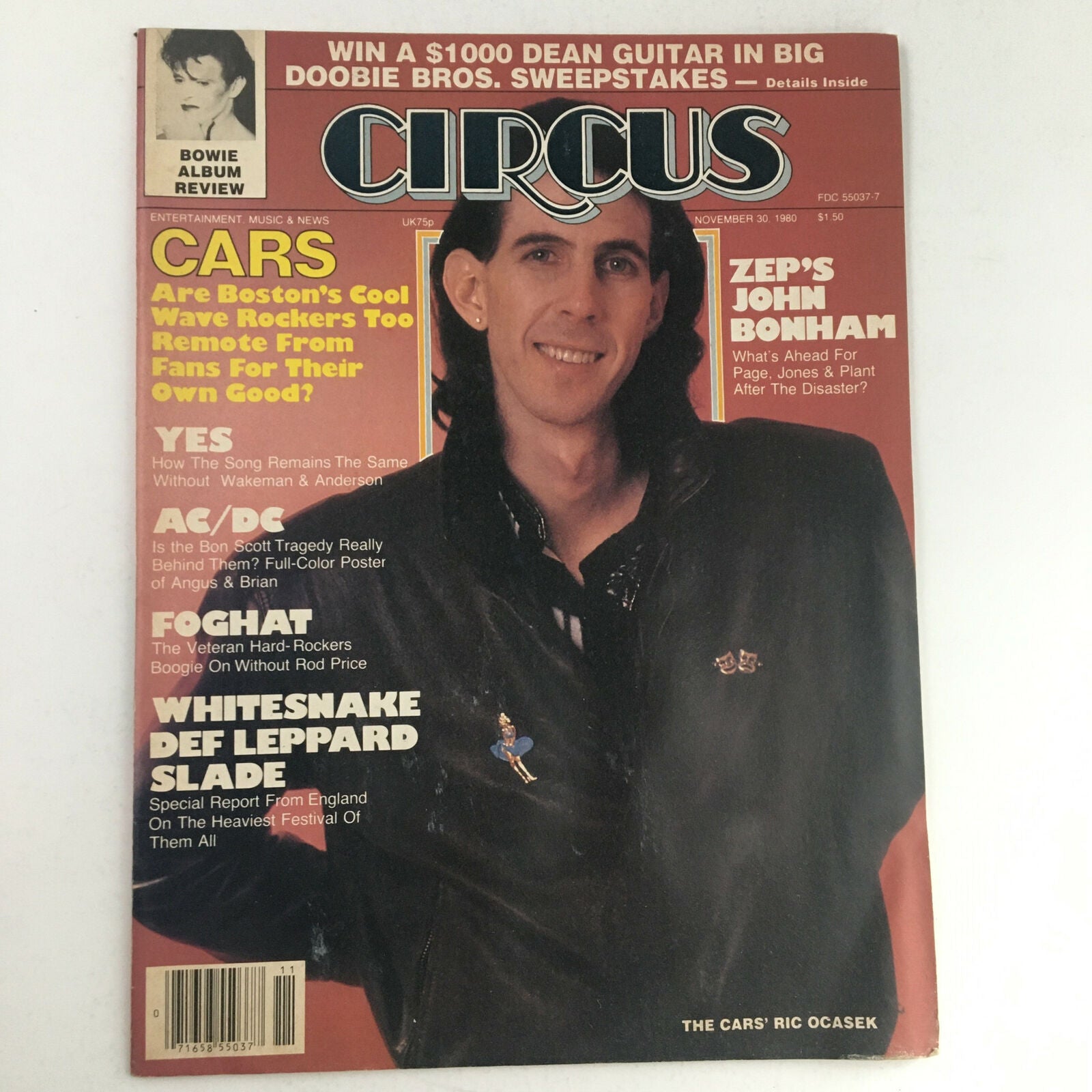 Circus Magazine November 30 1980 Ric Ocasek, David Bowie & AC/DC Poster No Label