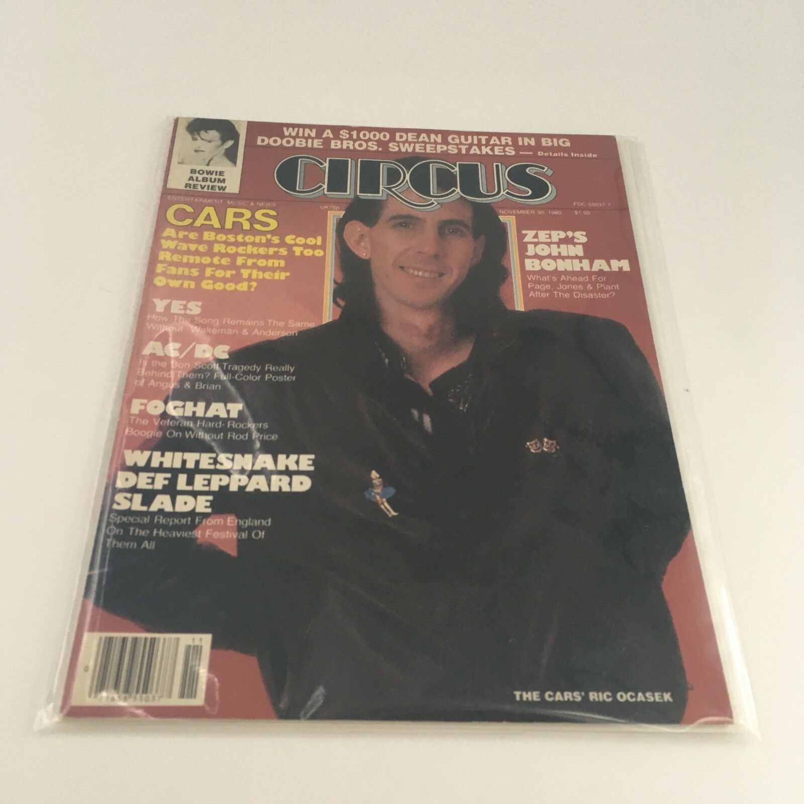 Circus Magazine November 30 1980 The Cars' Ric Ocasek & John Bonham, No Label VG