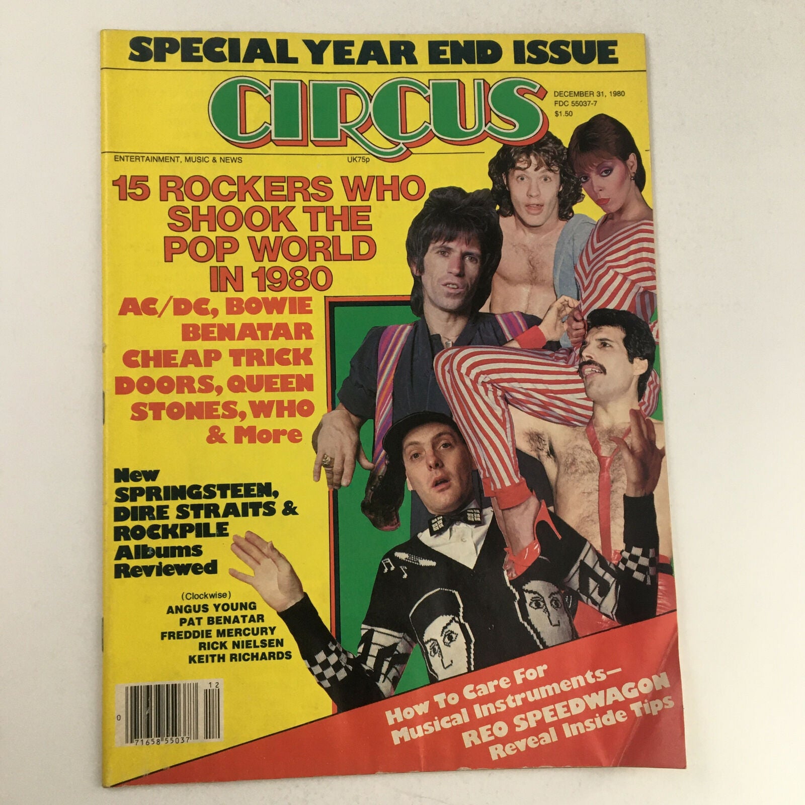 Circus Magazine December 31 1980 Freddie Mercury & Bruce S. Poster No Label