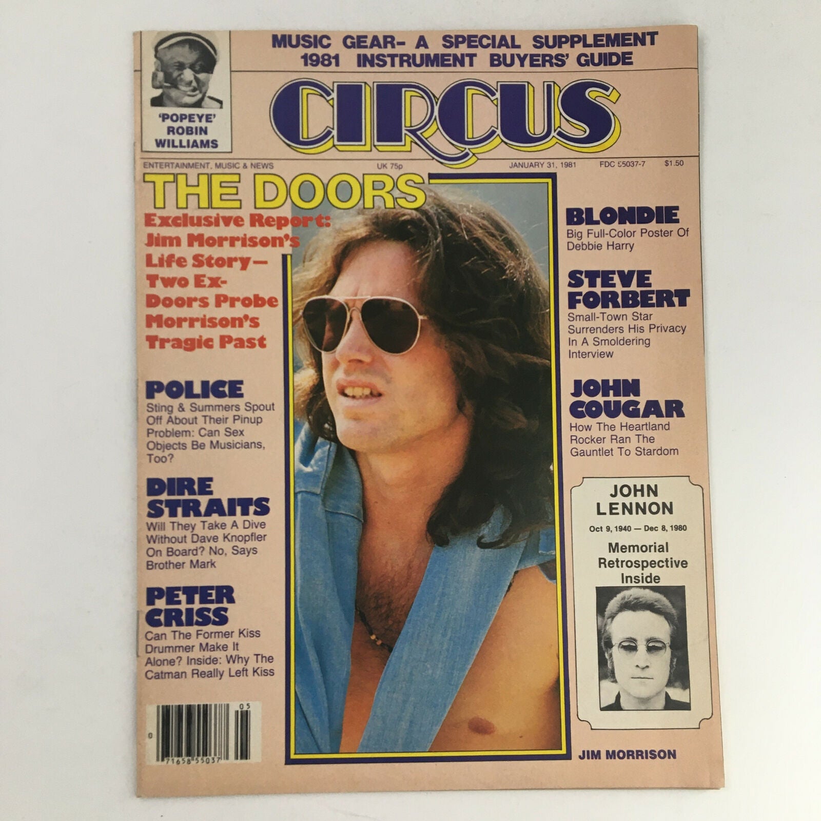 Circus Magazine January 31 1981 Jim Morrison & Debbie Harry Poster No Label