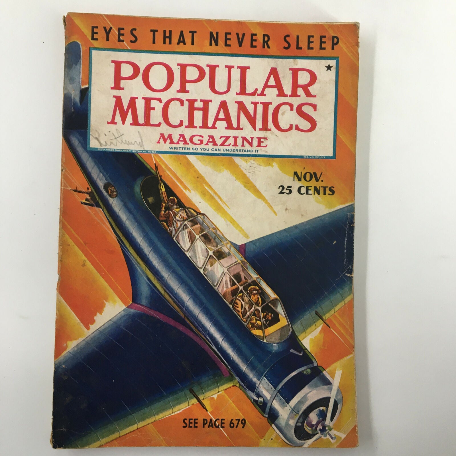 VTG Popular Mechanics Magazine November 1937 Eyes That Never Sleep No Label