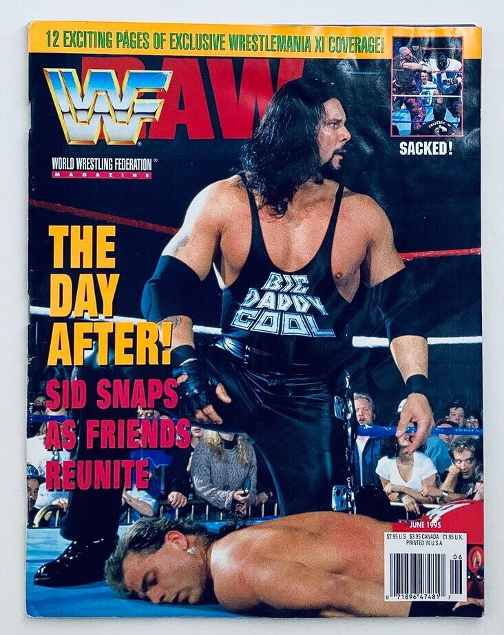 WWF World Wrestling Federation Magazine June 1995 Kevin Nash, Bret Hart w Poster