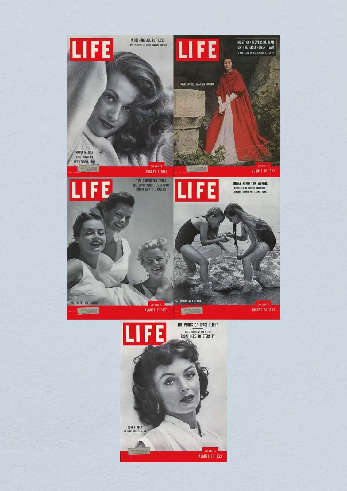 Life Magazine Lot of 5 Full Month August 1953 3, 10, 17, 24,31