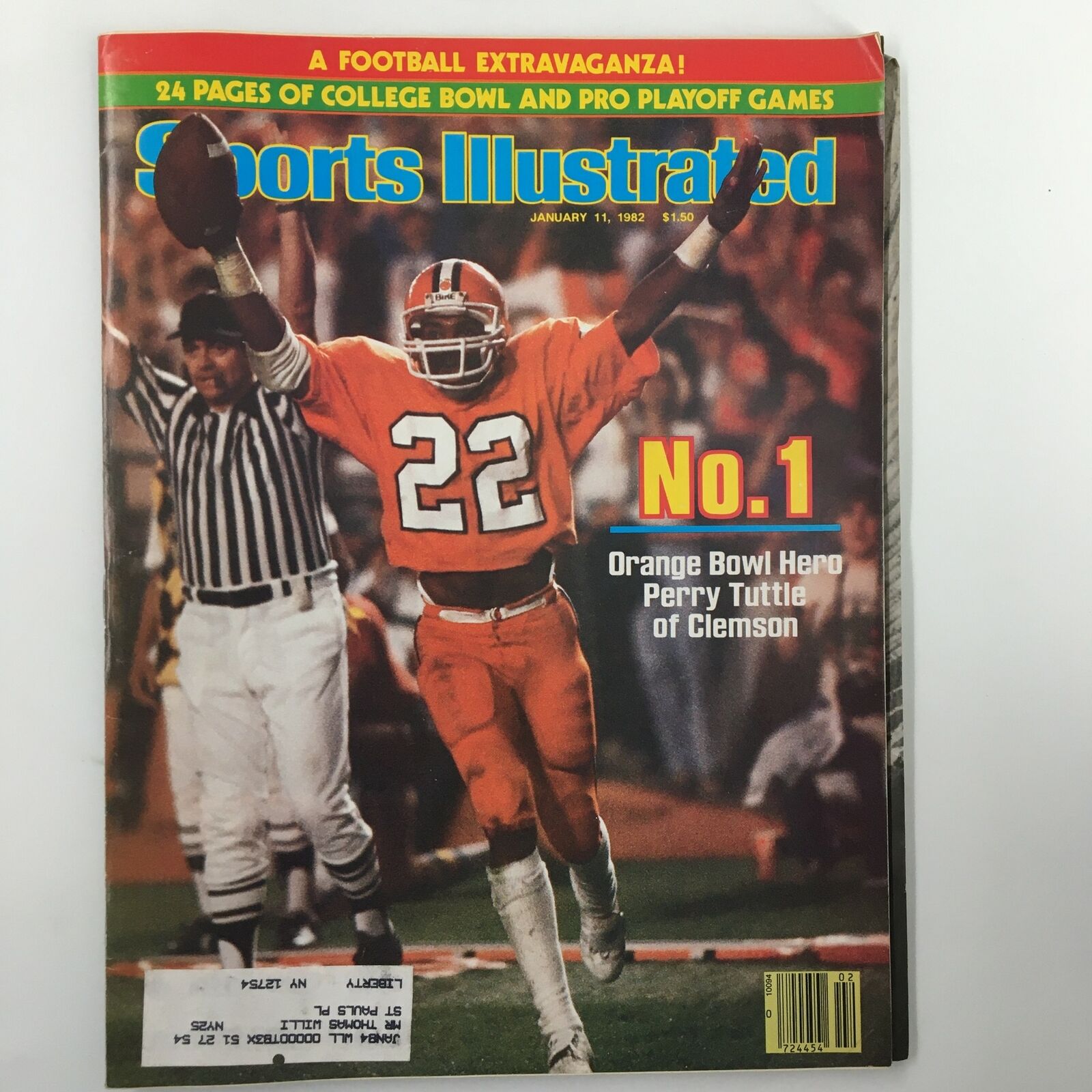 VTG Sports Illustrated Magazine January 11 1982 Orange Bowl Hero Perry Tuttle