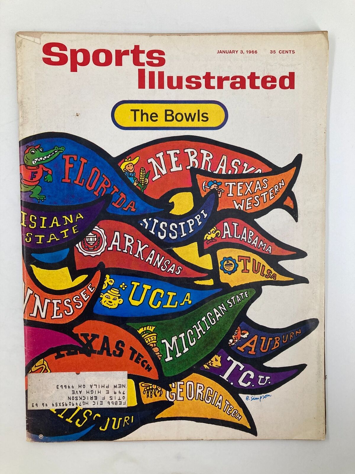 VTG Sports Illustrated Magazine January 3 1966 The Bowls UCLA, Florida, Auburn