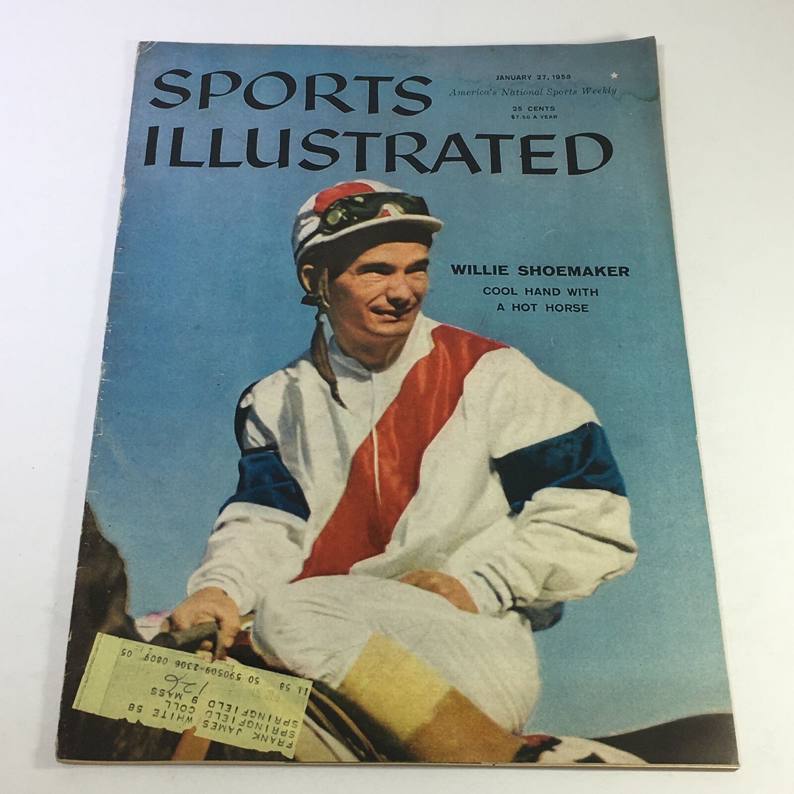 VTG Sports Illustrated Magazine January 27 1958 - Willie Shoemaker w/A Hot Horse