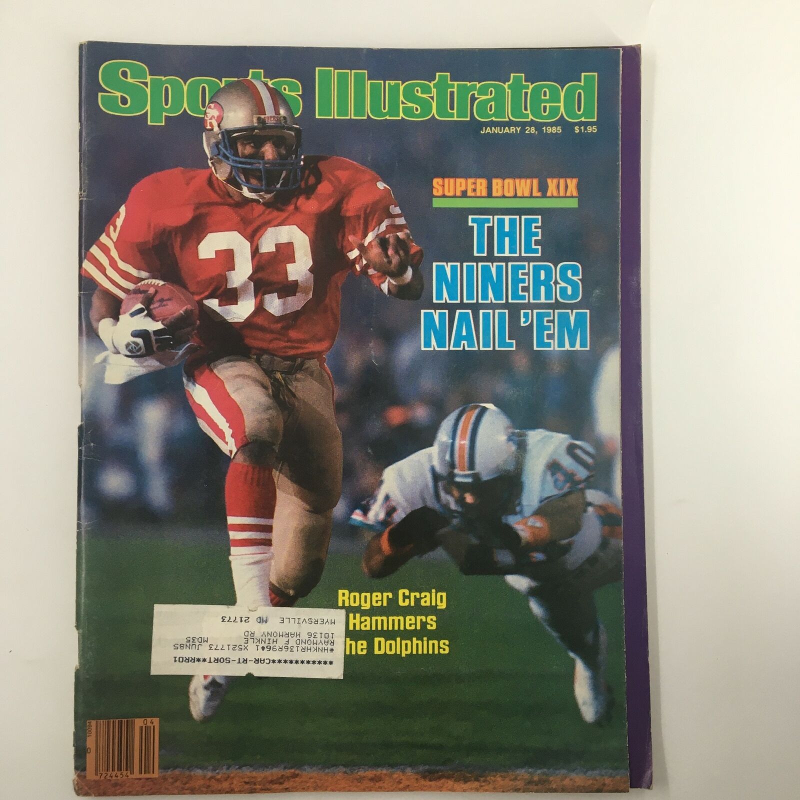 VTG Sports Illustrated Magazine January 28 1985 Roger Craig Hammers The Dolphins