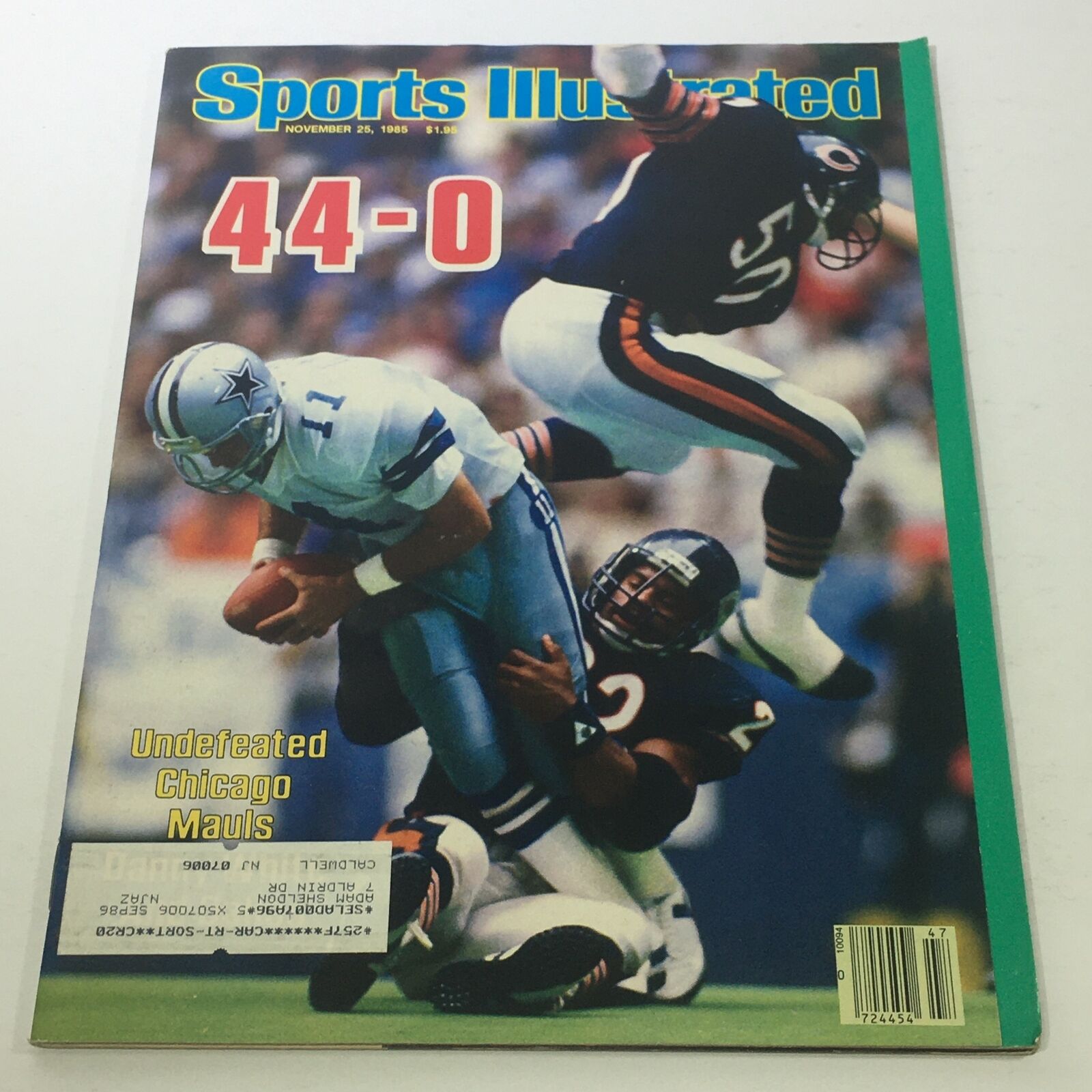 Sports Illustrated: November 25 1985 - NFL Undefeated Chicago Mauls