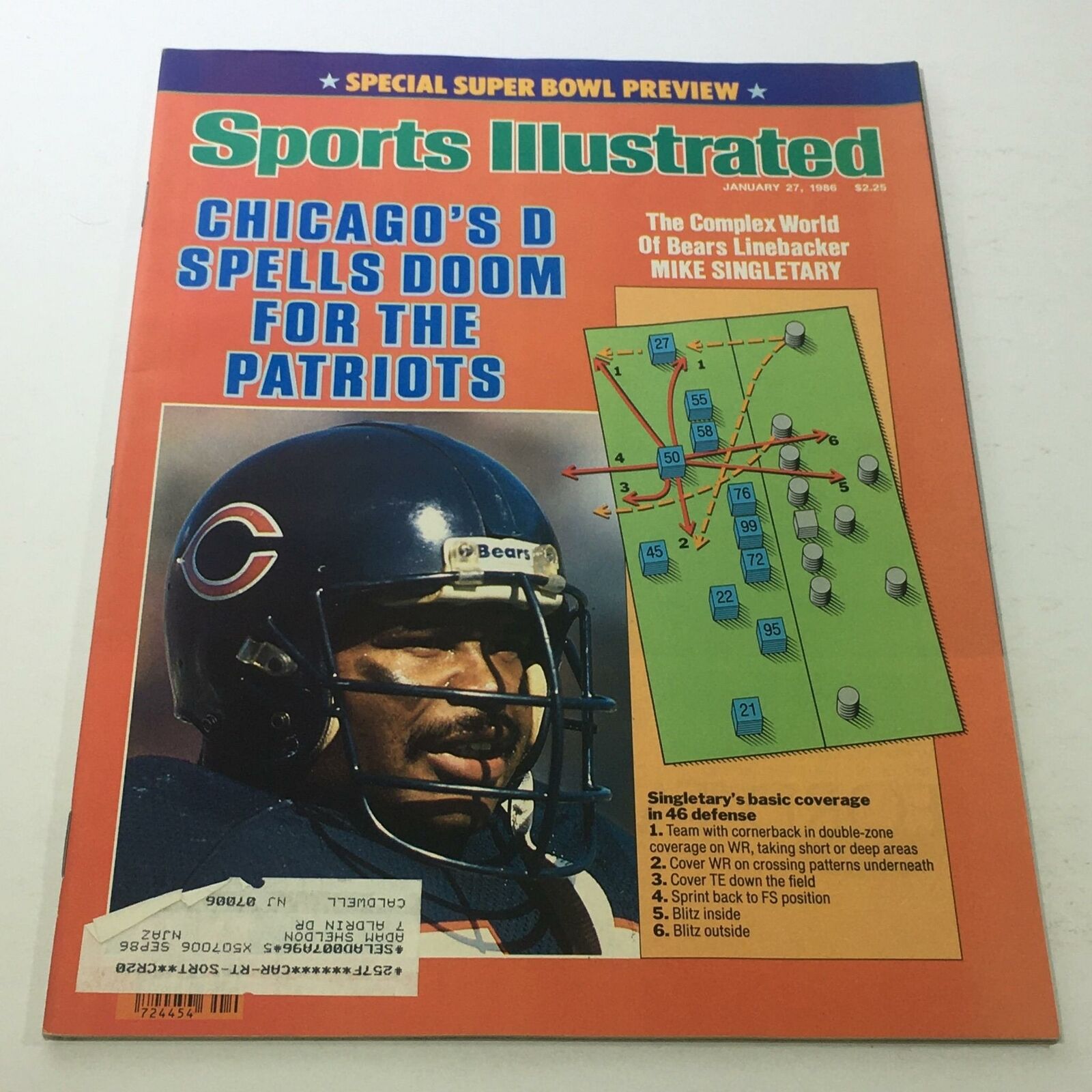 Sports Illustrated: January 27 1986 - Chicago's D Spells Doom For The Patriots