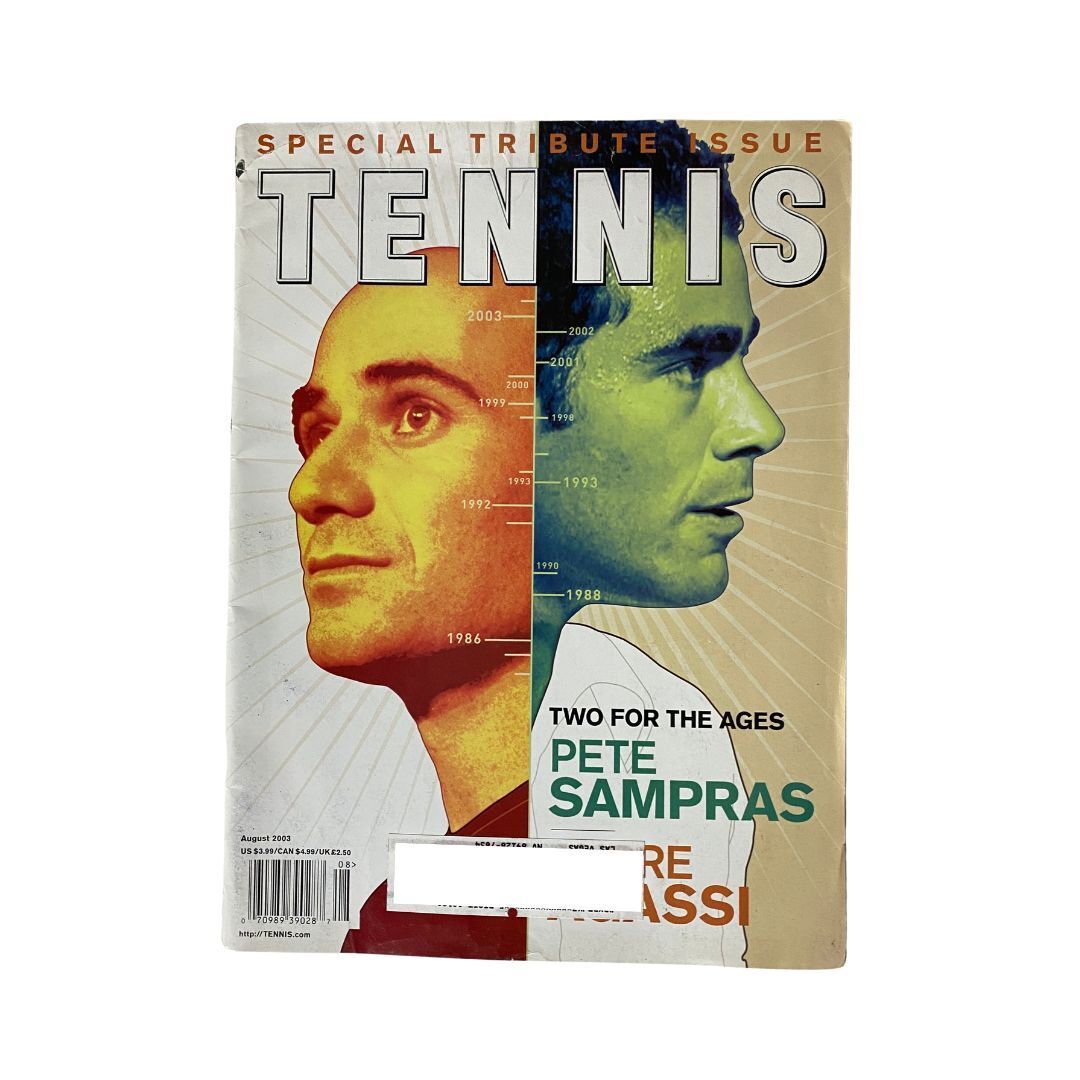 Tennis Magazine August 2003 Pete Sampras and Andre Agassi Cover VG