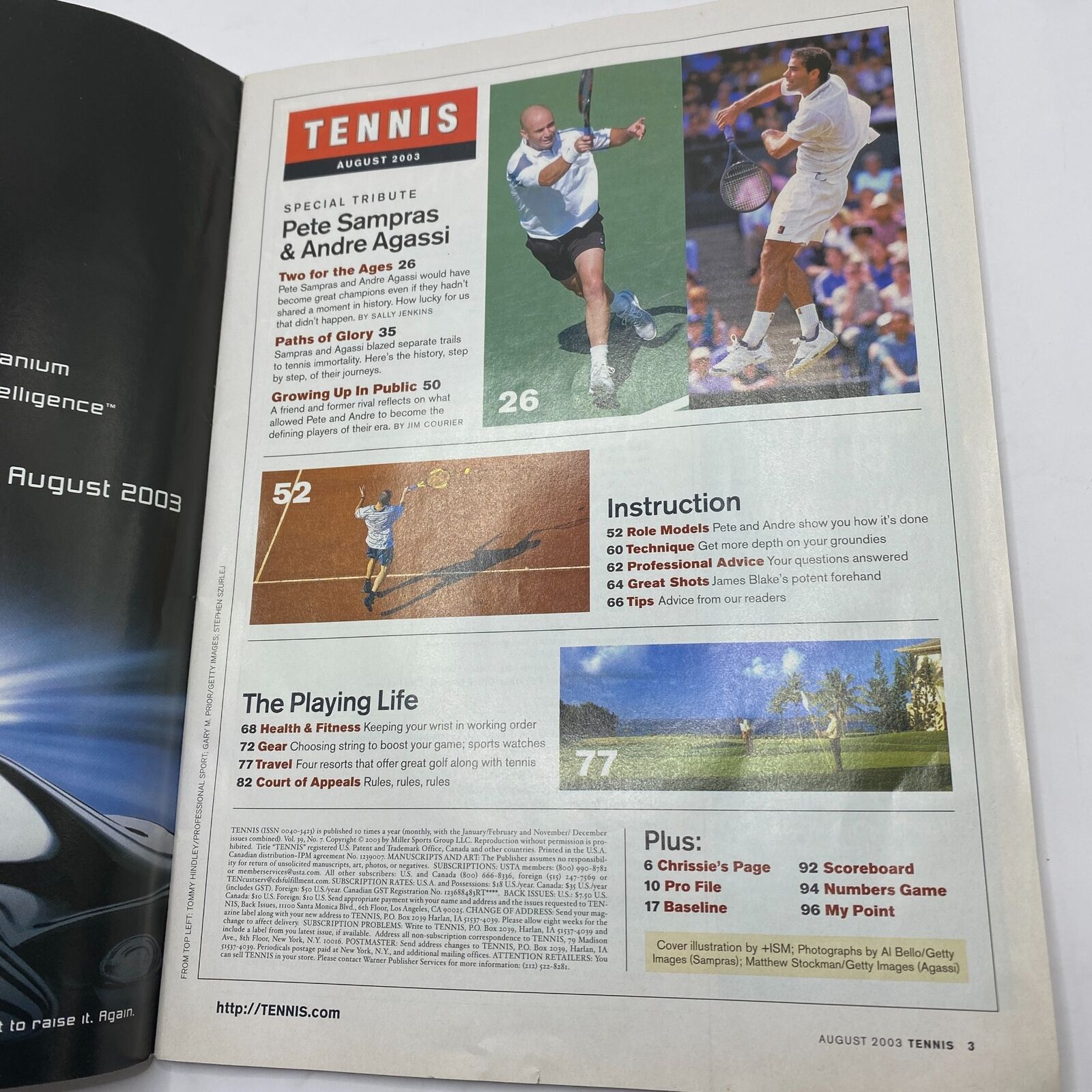 Tennis Magazine August 2003 Pete Sampras and Andre Agassi Cover VG