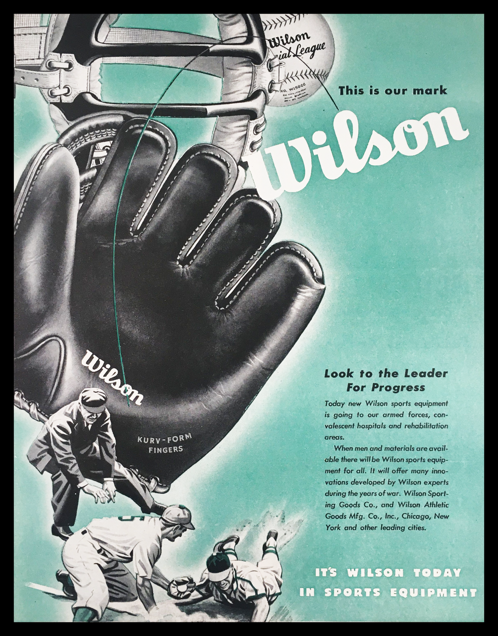 1945 Wilson Kurv-Form Fingers Vintage Print Ad