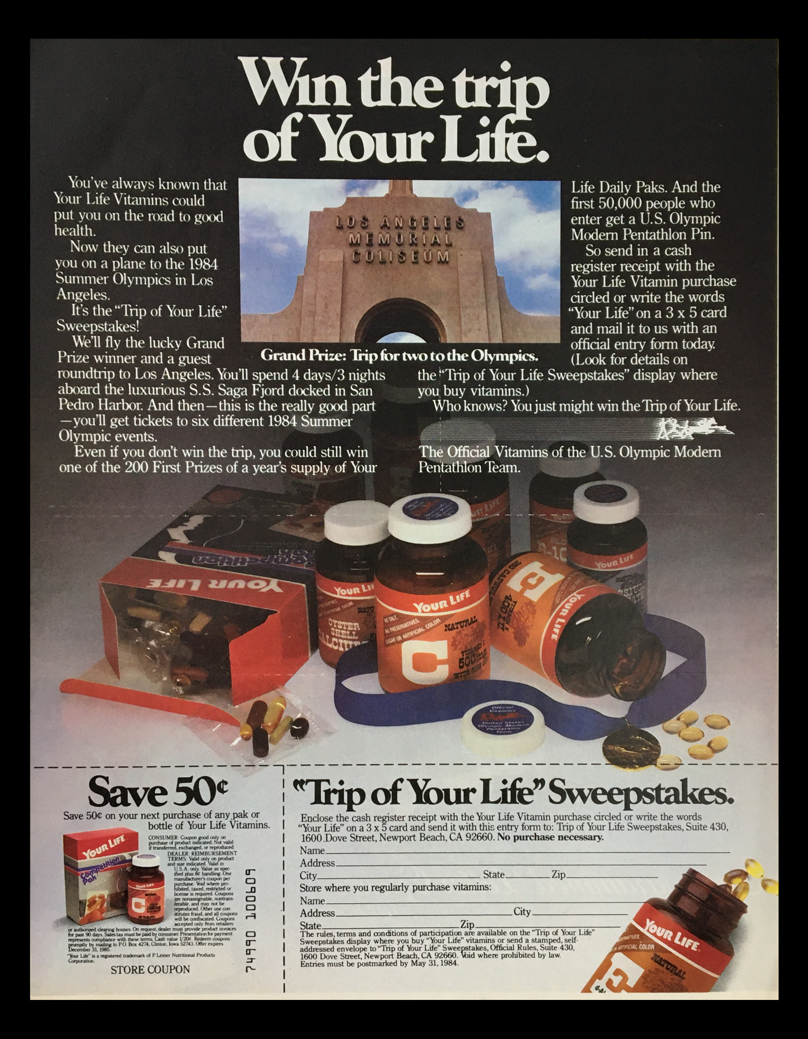 1984 Trip of Your Life Sweepstakes Circular Coupon Advertisement