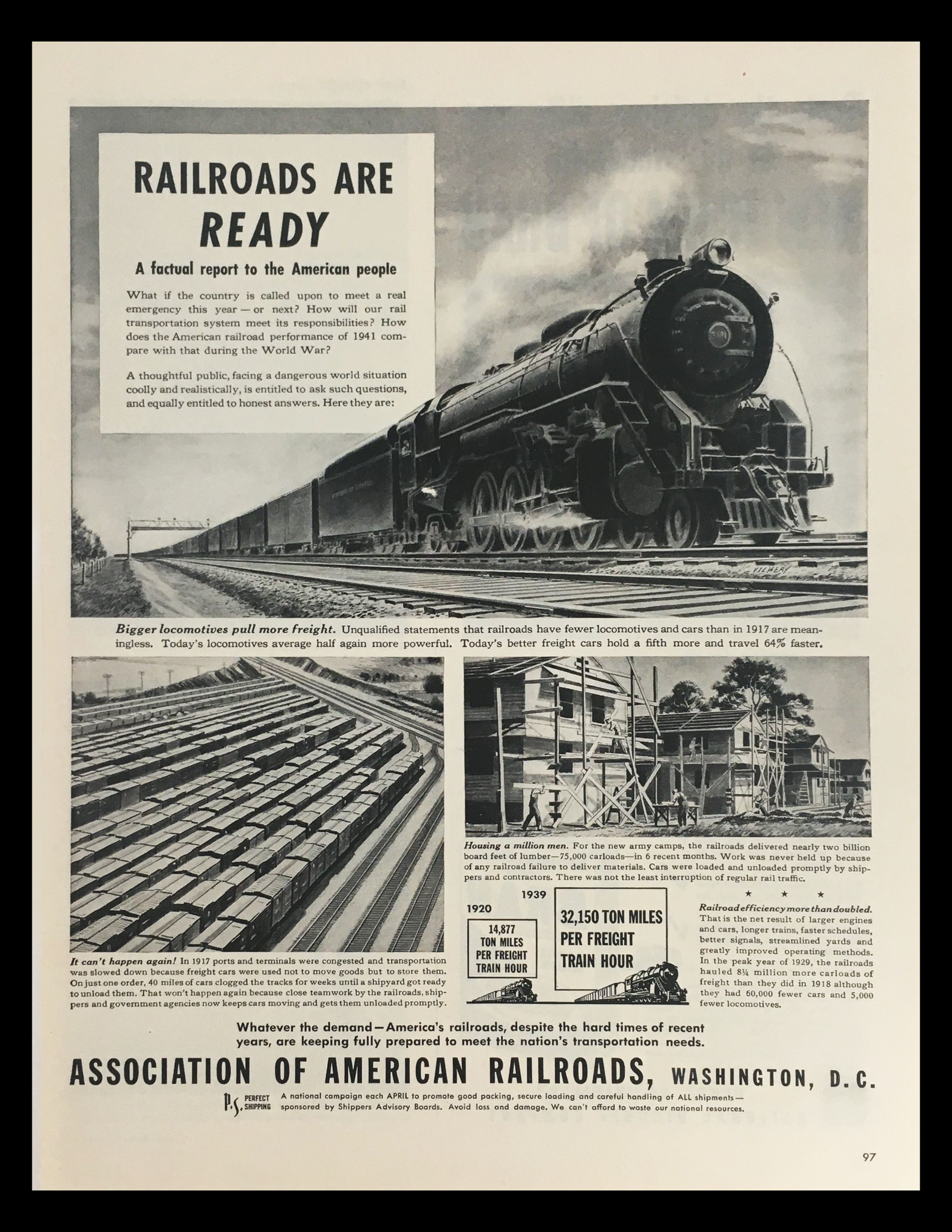 1941 Association of American Railroads Locomotives Freight Vintage Print Ad