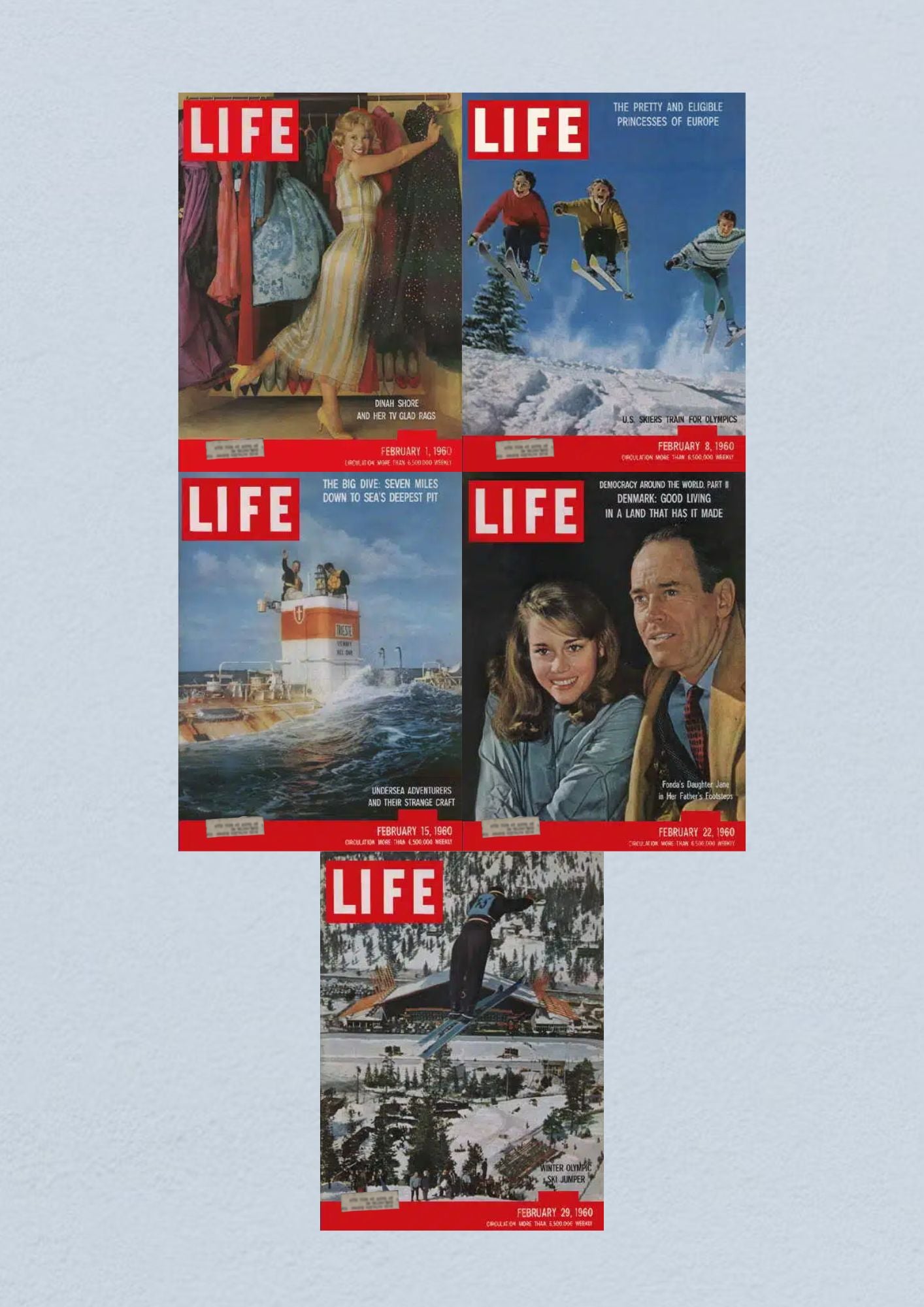 Life Magazine Lot of 5 Full Month February 1960 1, 8, 15, 22,29 Civil Rights Era