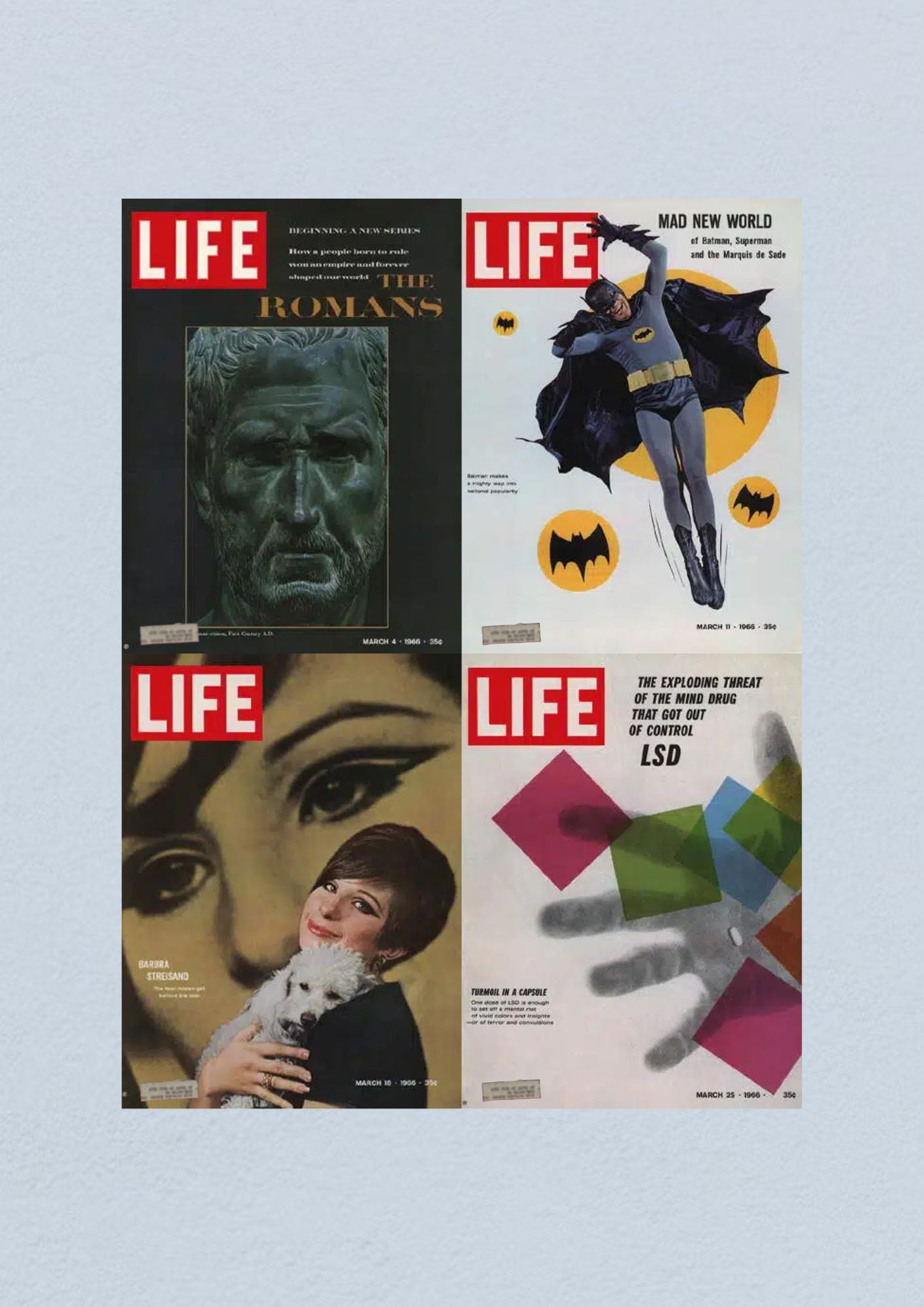 Life Magazine Lot of 4 Full Month of March 1966 4, 11, 18, 25 Batman lsd