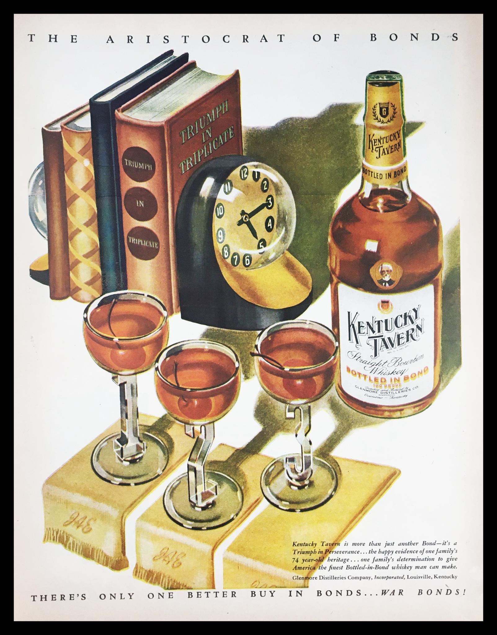 1945 Kentucky Tavern Straight Bourbon Whiskey Vintage Print Ad