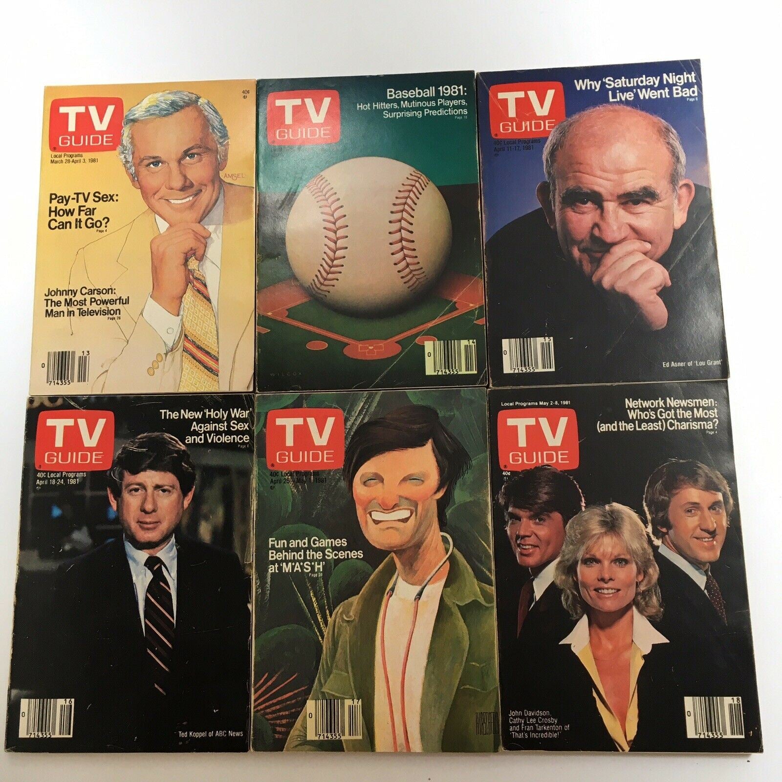 Complete Year Of TV Guide Magazines For 1981, 52 Issues