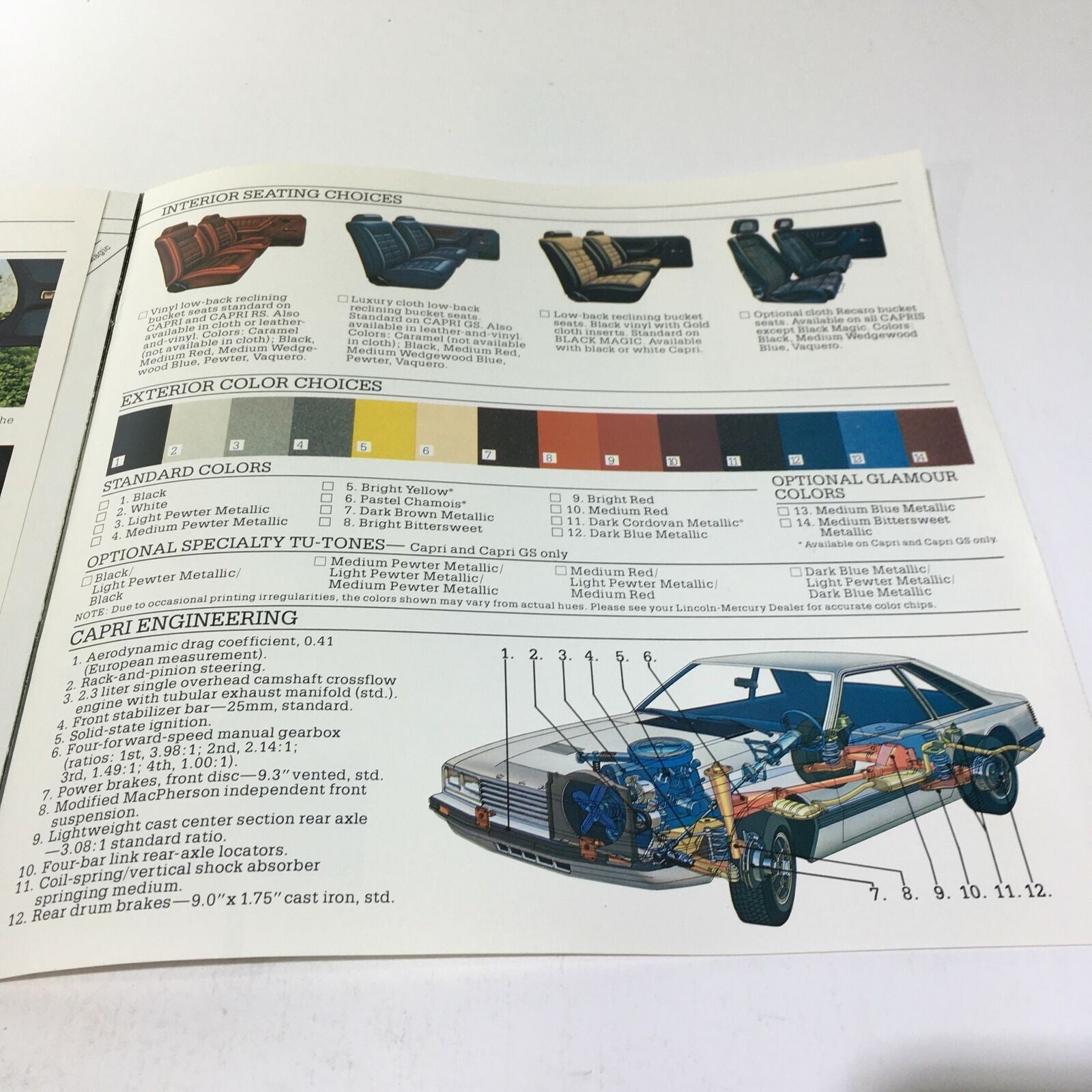 1981 Lincoln-Mercury Capri RS TRX Tires & Flip-Up Moonroof Car Sale Brochure