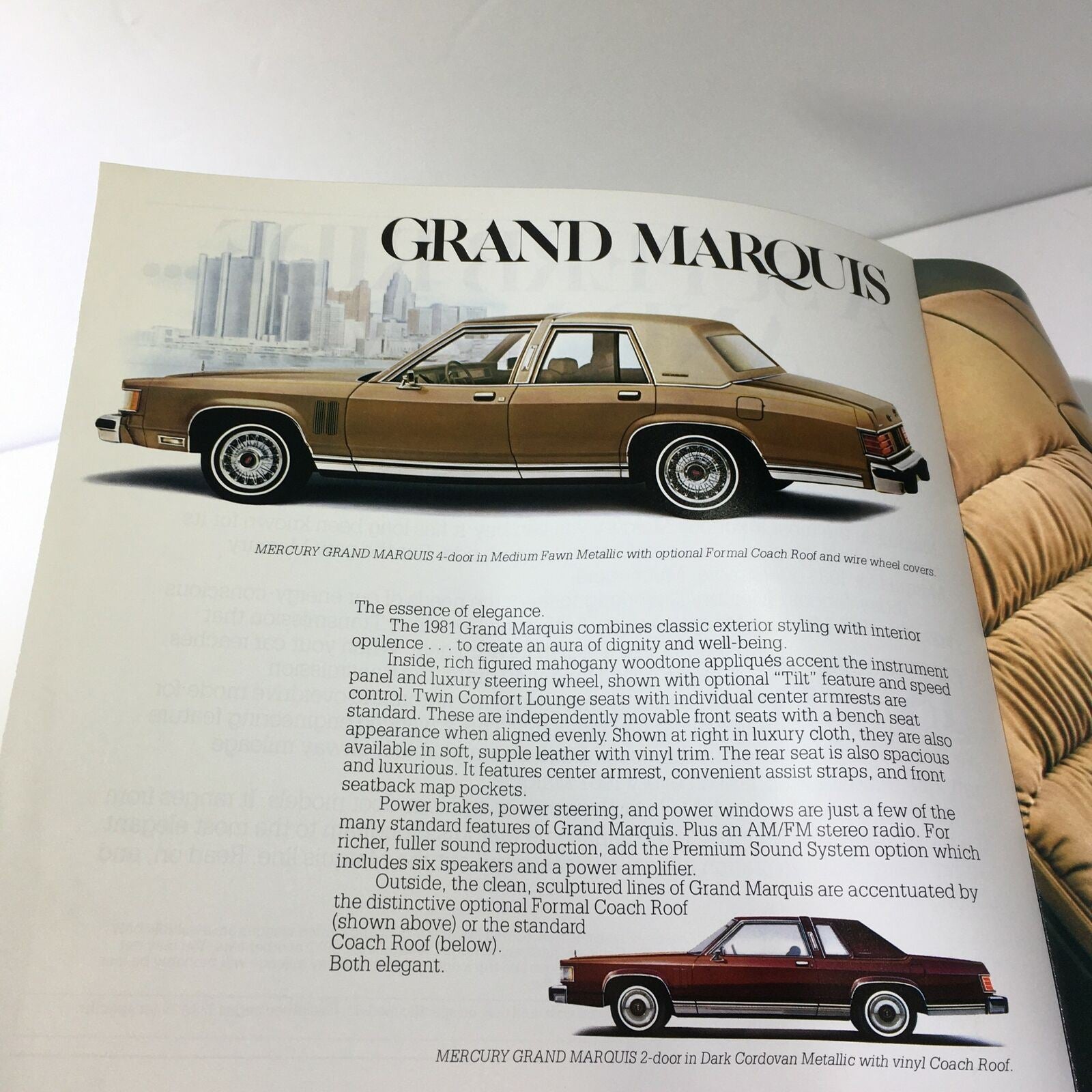 1981 Lincoln-Mercury Grand Marquis 4-Door Medium Fawn Metallic Car Sale Brochure