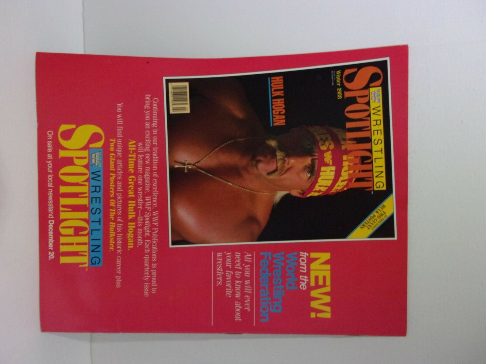 WWF wrestling spotlight magazine featuring Hulk Hogan on the cover from the WWF Program: Royal Rumble January 15 1989 - 30 Opponents Every Man for Himself.