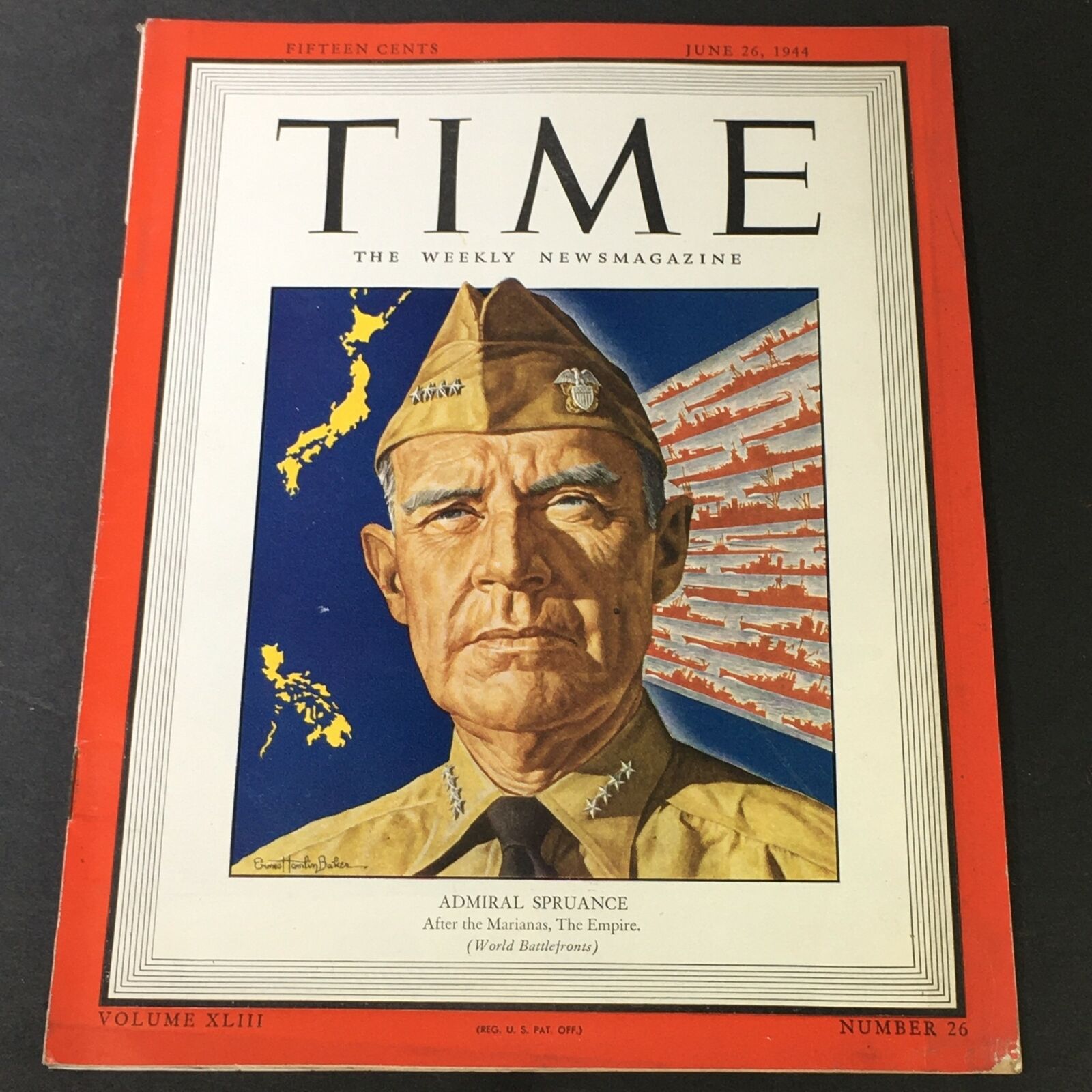 VTG Time Magazine Vol. 43 #26 June 26 1944 - US Navy Admiral Raymond A. Spruance